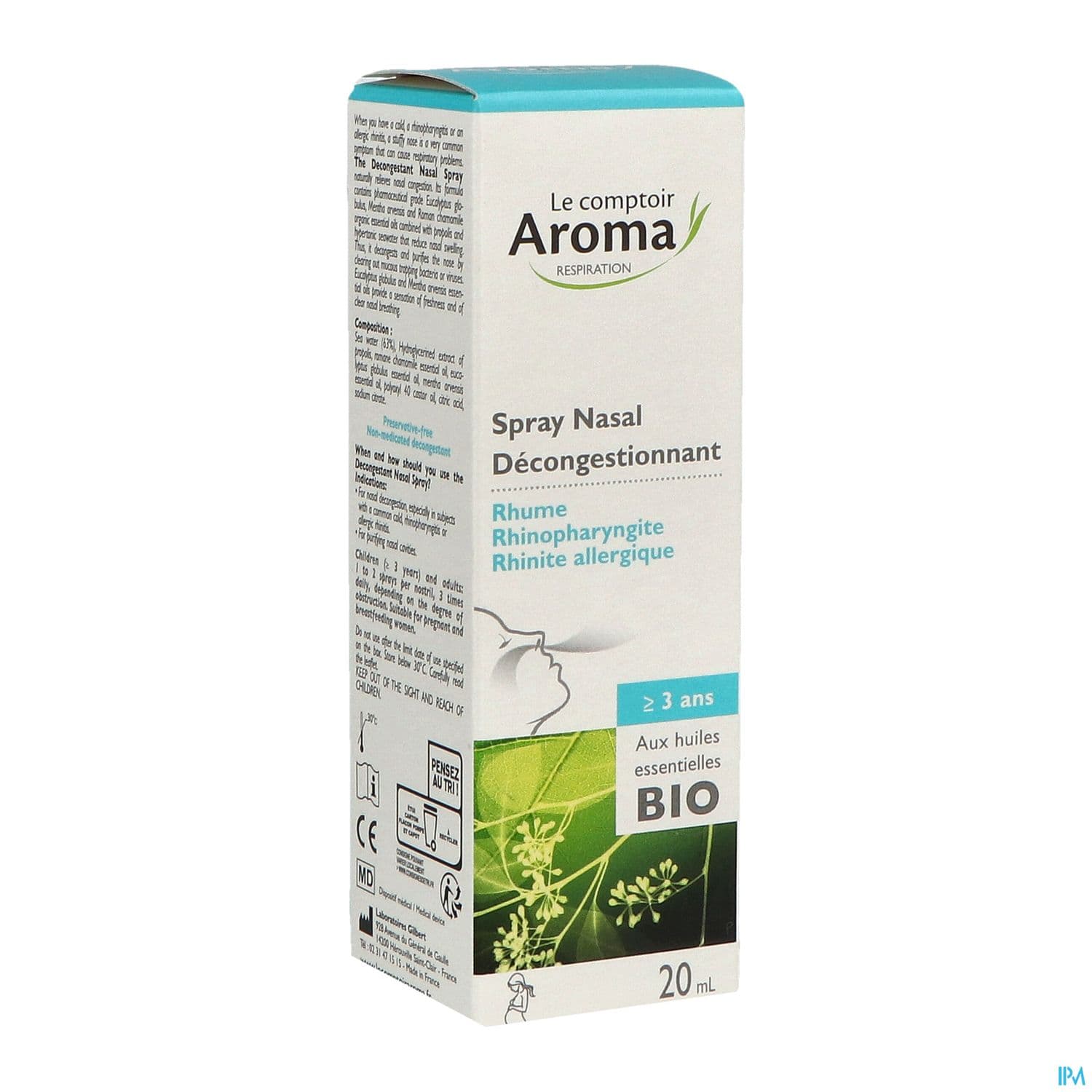 Le Comptoir Aroma Spray Nasal Decongestionnant Bio 20ml — Pharmacie Centrale de la villette 93 - 24/24 (Pharmacie de garde)