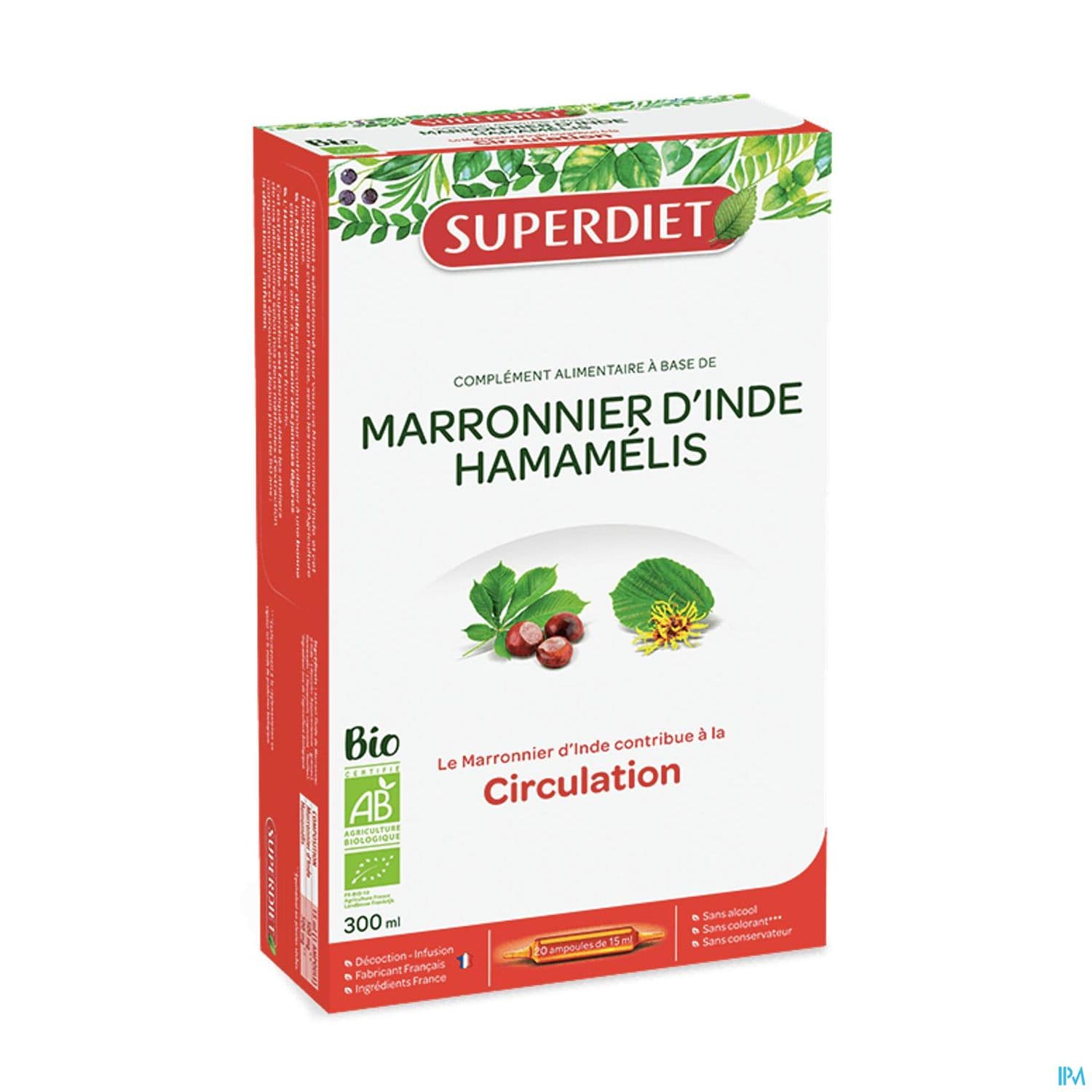 Superdiet Marronnier D'inde Hamamelis Bio Ampoule Buvable 15ml 20 — Pharmacie Pharmavance Auteuil