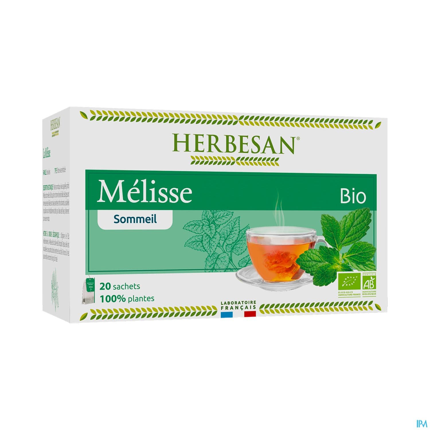 Herbesan Infusion Melisse Bio Sechet 20 — Pharmacie Lafayette de Roubaix