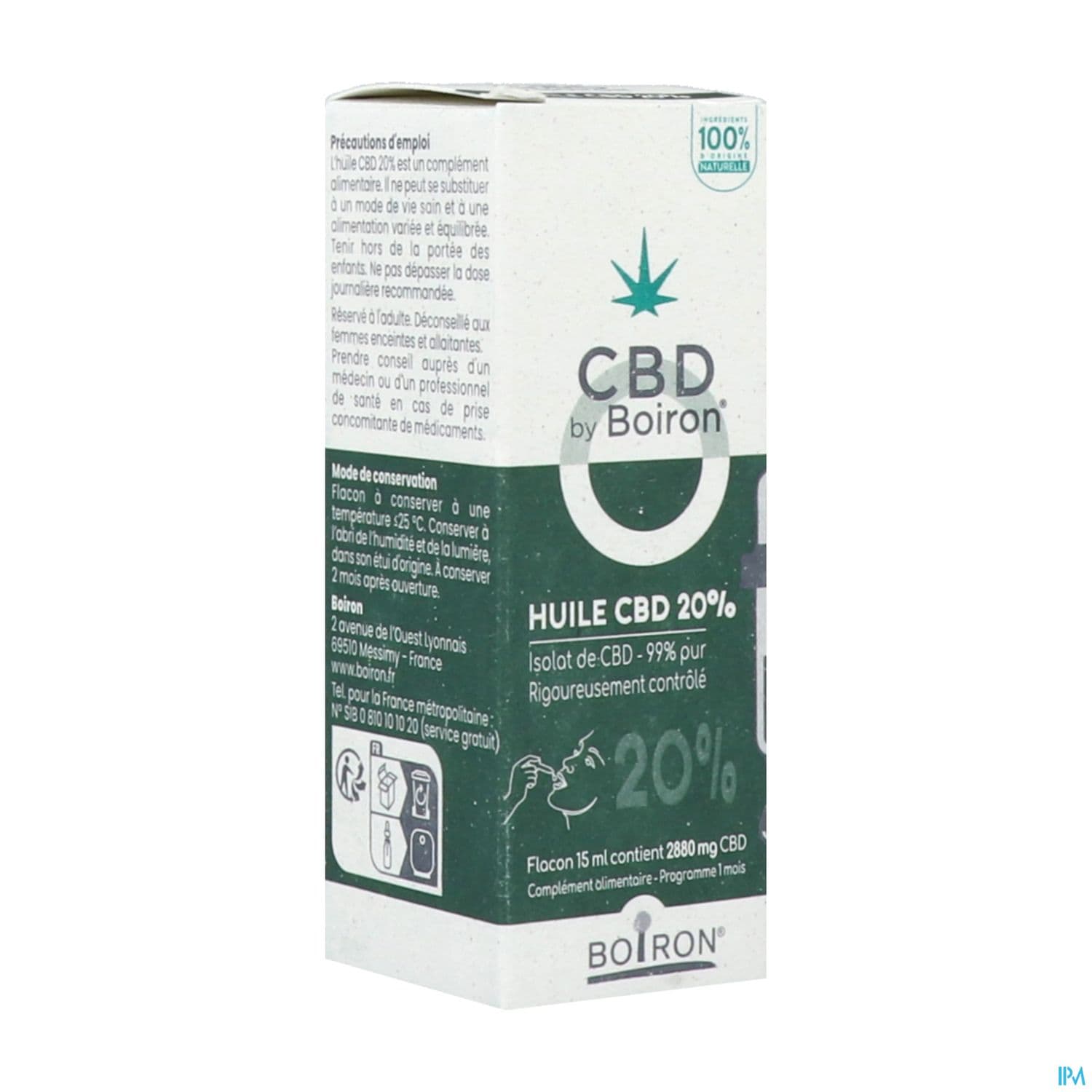 Cbd By Boiron Huile Pure 20% 15ml — Pharmacie La Rose