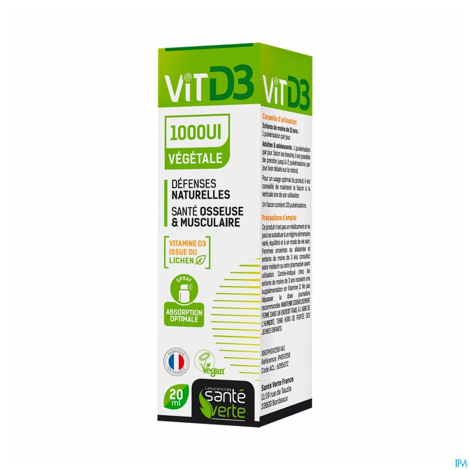 SANTE VERTE VIT D3 1000UI SPR 20ML — Pharmacie Pharmagreen Boucicaut