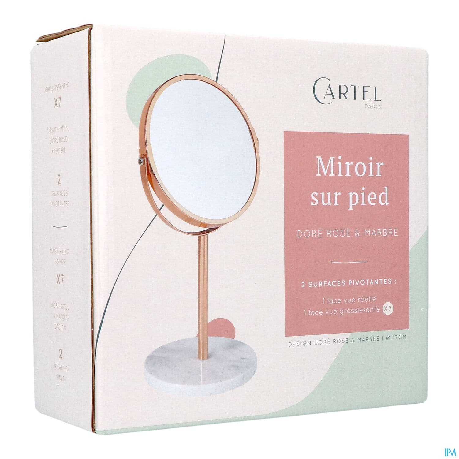 Cartel By Vitry Miroir Pied Or Rose Marbre X7 17cm
