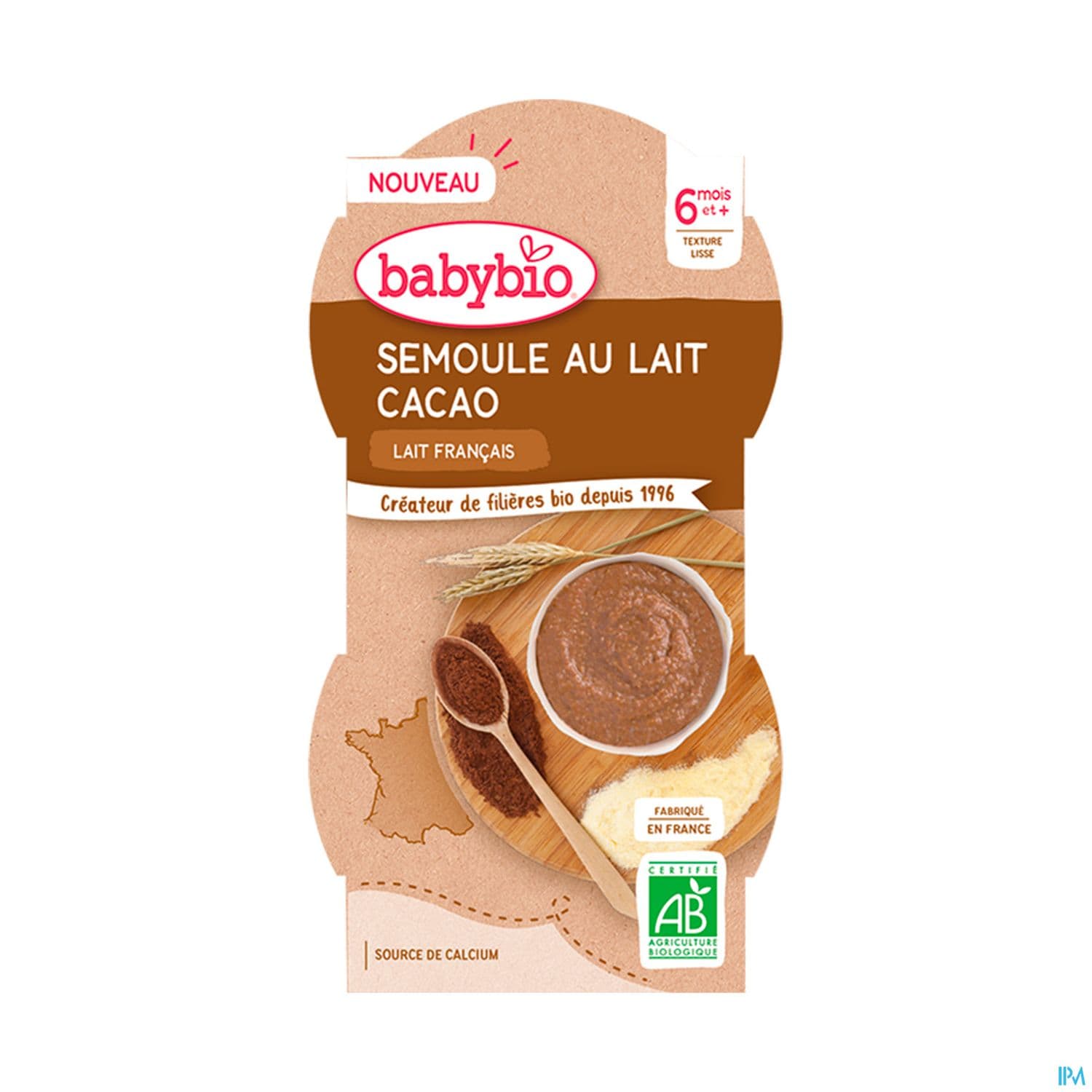 BABYBIO SEMOU/LAIT/CACAO 2X100G — Pharmacie saint-Gilles Paris