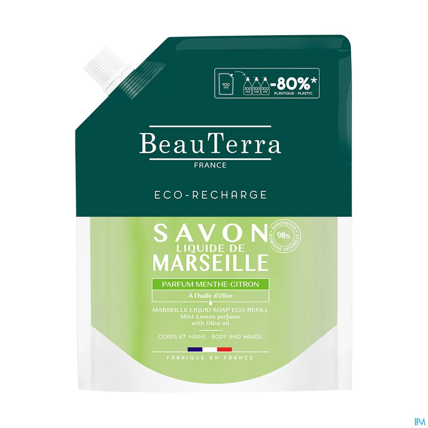 Beauterra Savon Liquide De Marseille Menthe Citron Ecorecharge 900ml — Pharmacie de Norelan