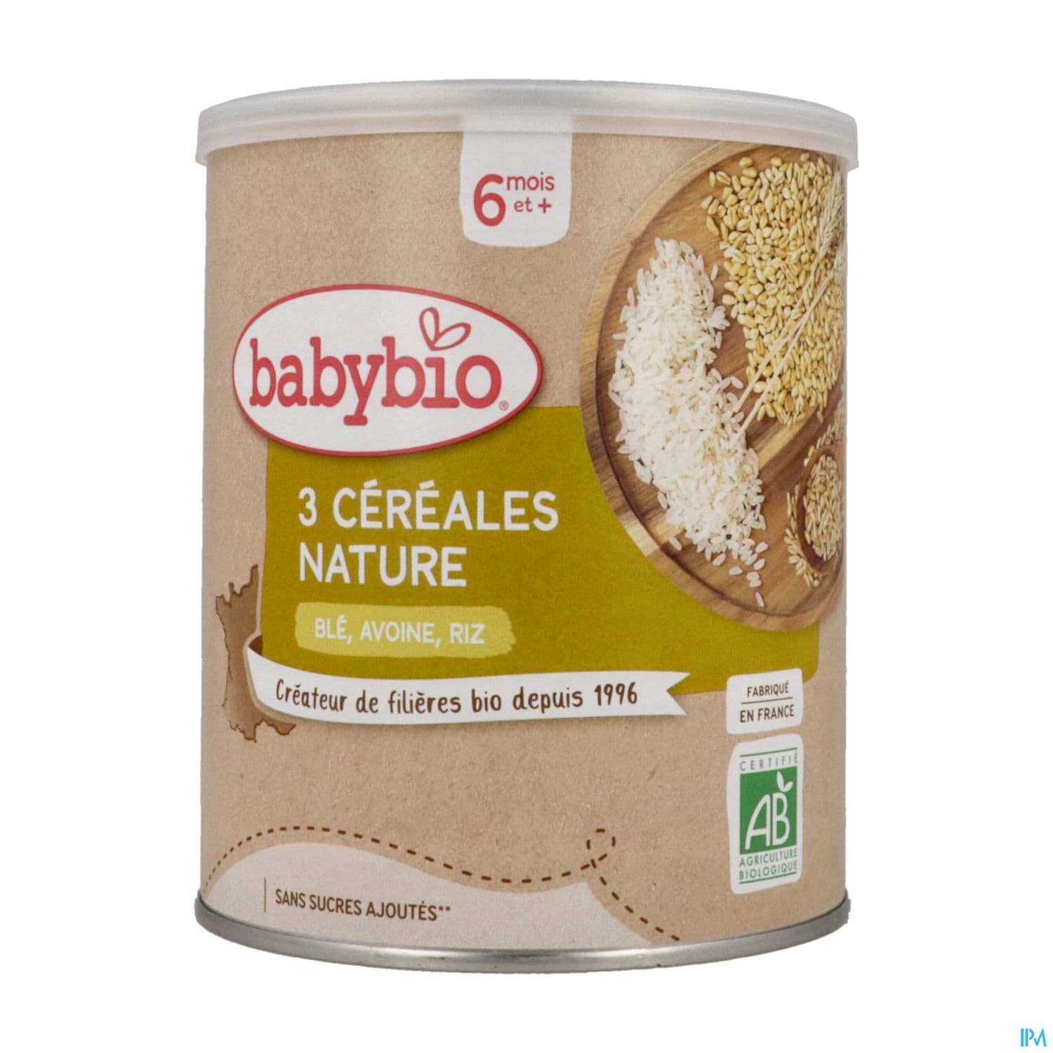Babybio 3 Cereales Nature Ble Avoine Riz 6m 220g