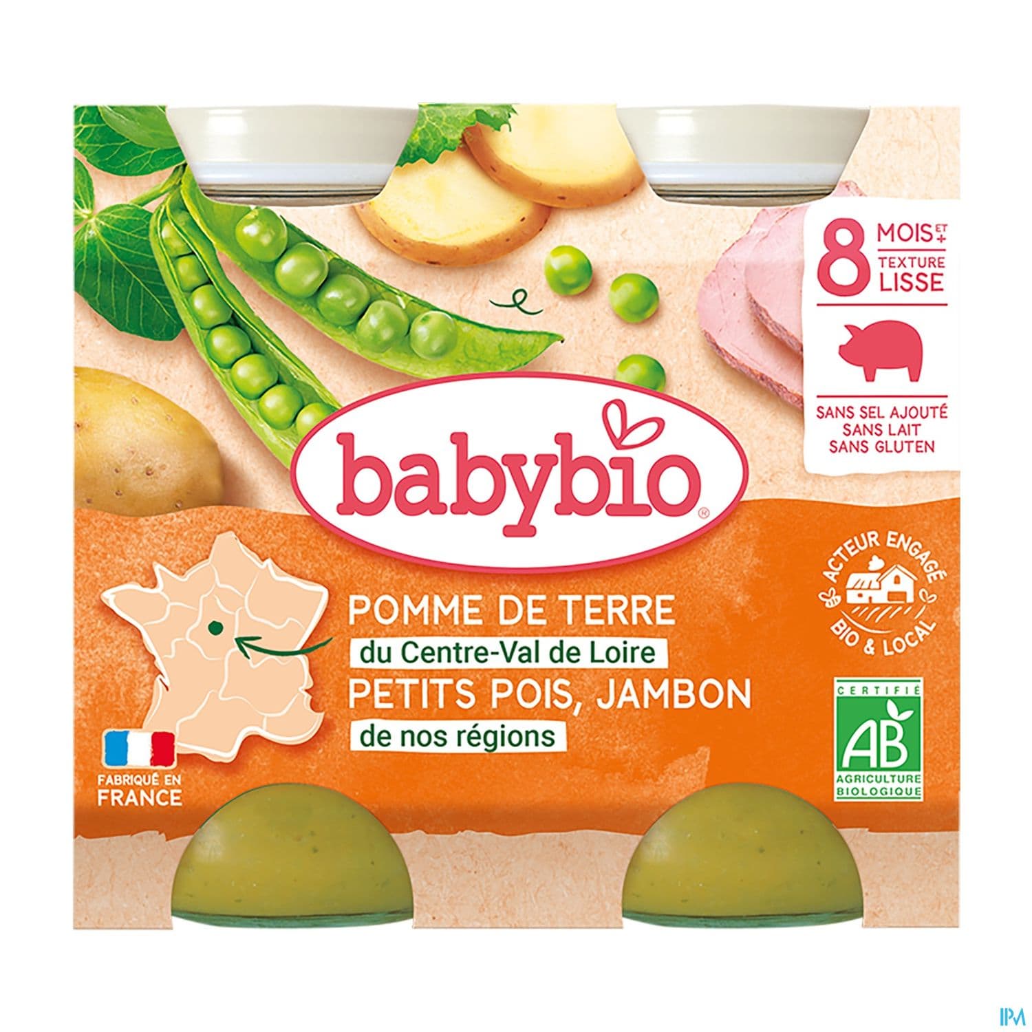 Babybio Pommes De Terre Du Centre Val De Loire Petits Pois Jambon De Nouvelle Aquitaine 8m 200g X2 — Pharmacie Marie Stuart