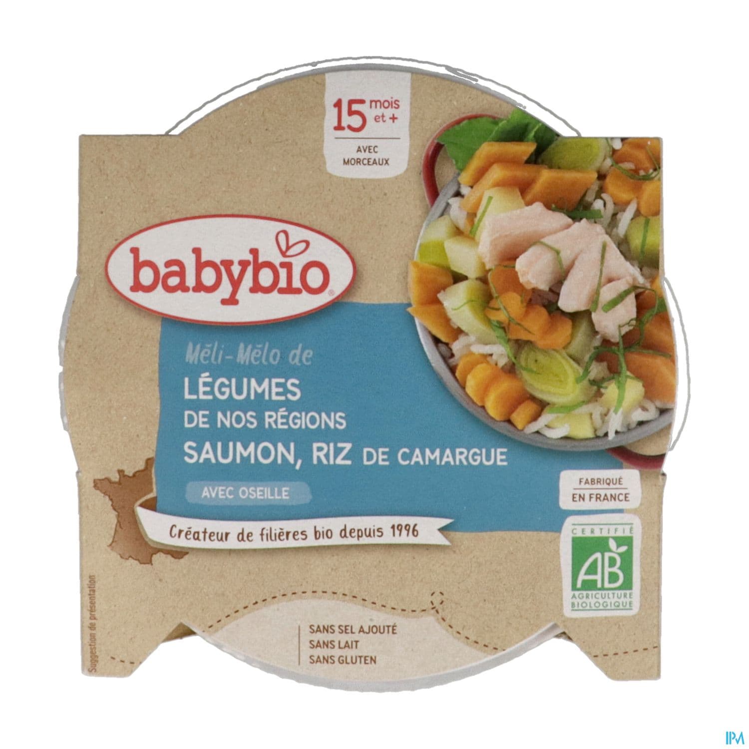 Babybio Meli Melo De Legumes De Nos Regions Saumon Riz De Camargue A l'oseille 15m Assiette 260g — Pharmacie Fellous