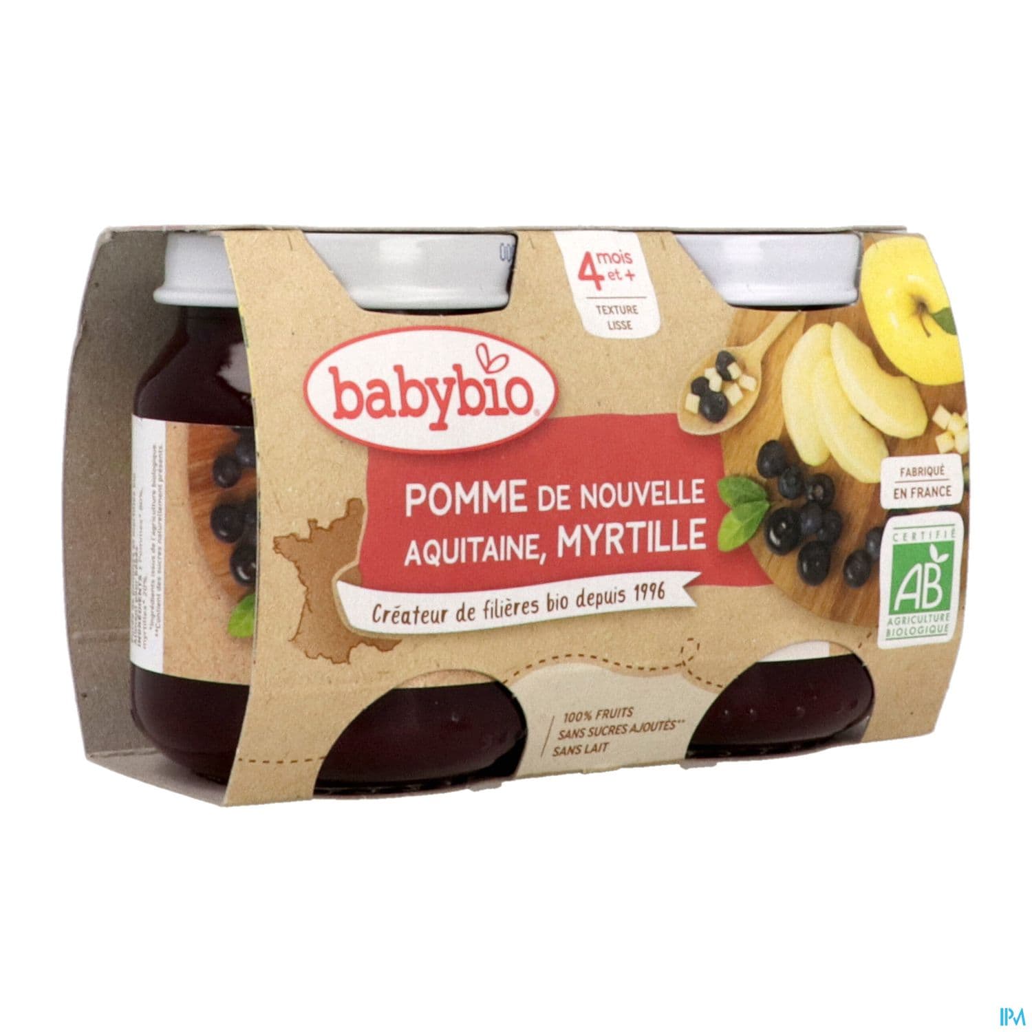 BABYBIO POMME/MYRTILLE 2X130G — Pharmacie Centrale Boulogne by Nexum