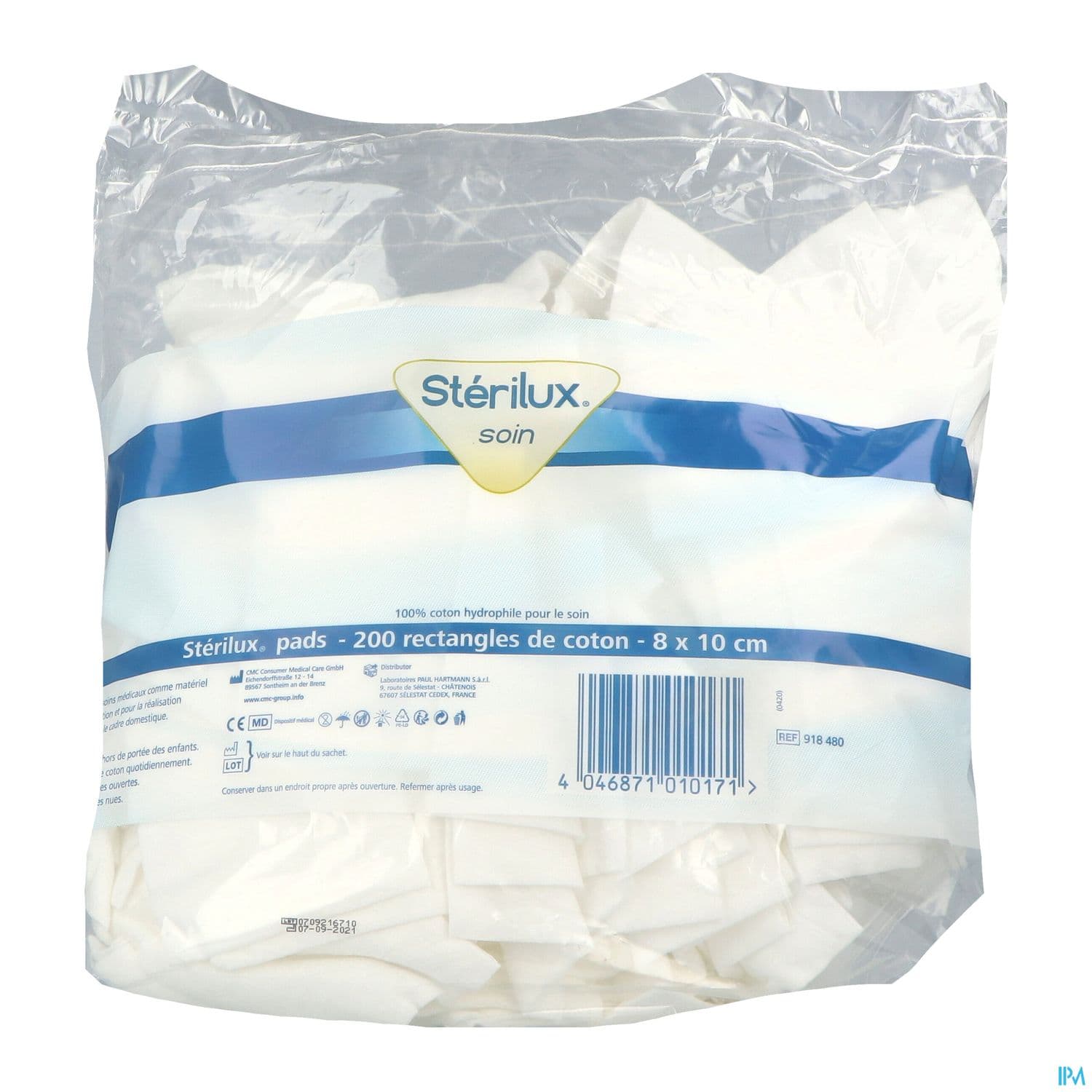 Hartmann Sterilux Pads Coton Rectangle 8cm X 10cm 200