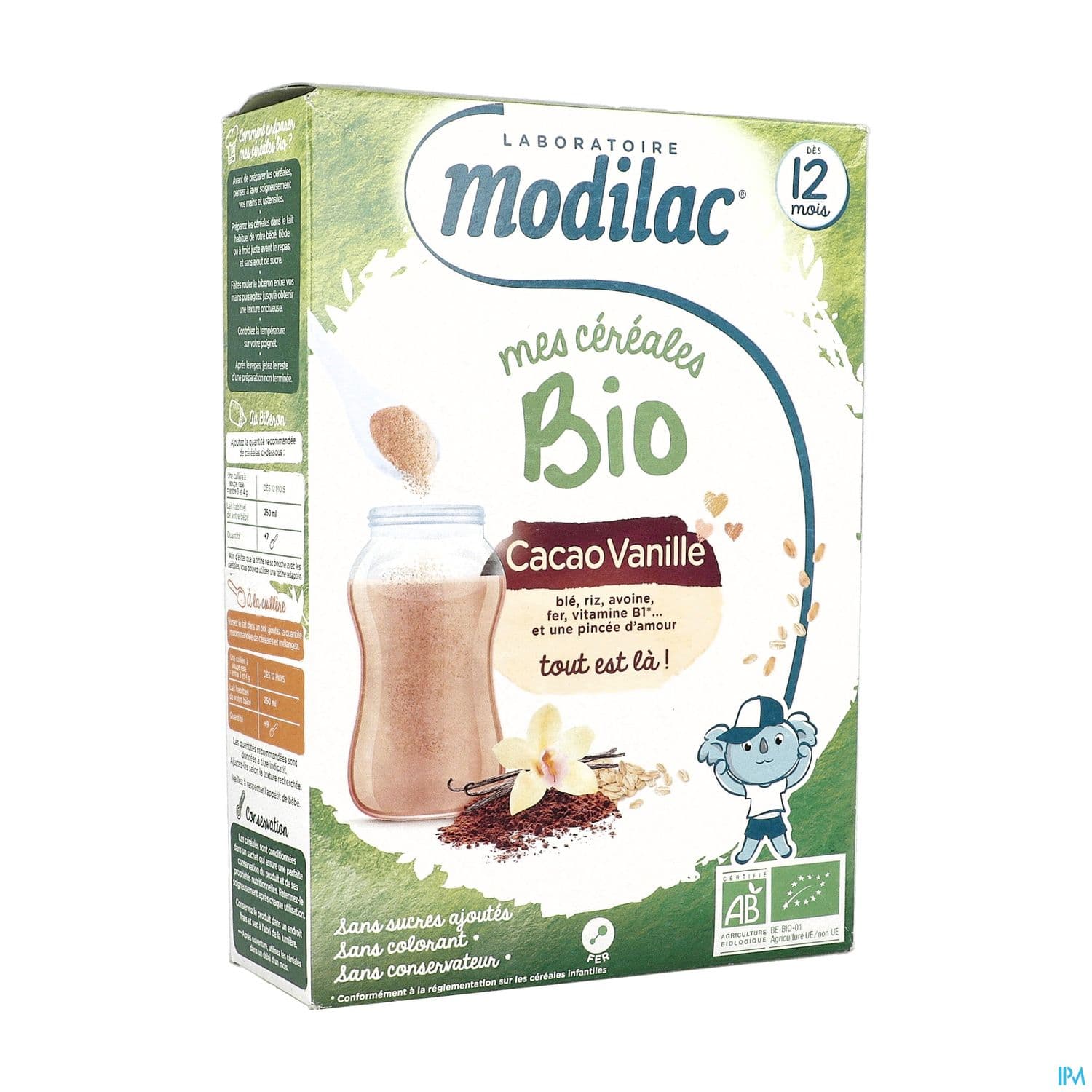 MODILAC CEREALE BIO CACAO/VAN 250G — Pharmacie Pharmavance Gambetta