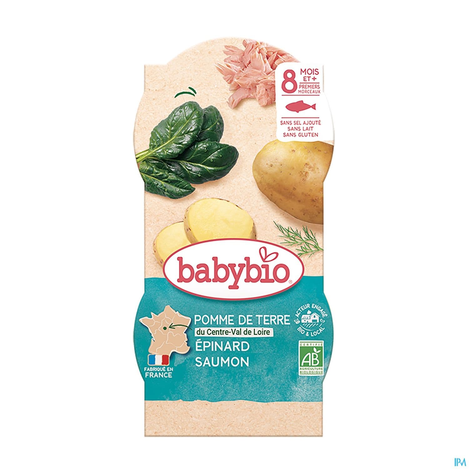Babybio Pommes De Terre Du Centre Val De Loire Epinard Saumon A l'aneth 8m 200g X2 — Pharmacie Fellous