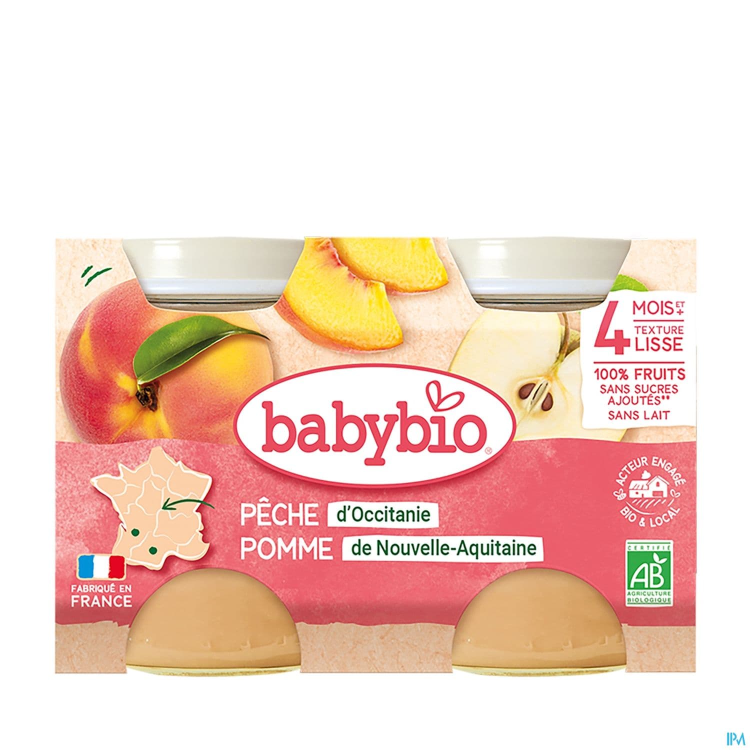 BABYBIO PECHE/POMME 2X130G — Pharmacie Lafayette Bordeaux