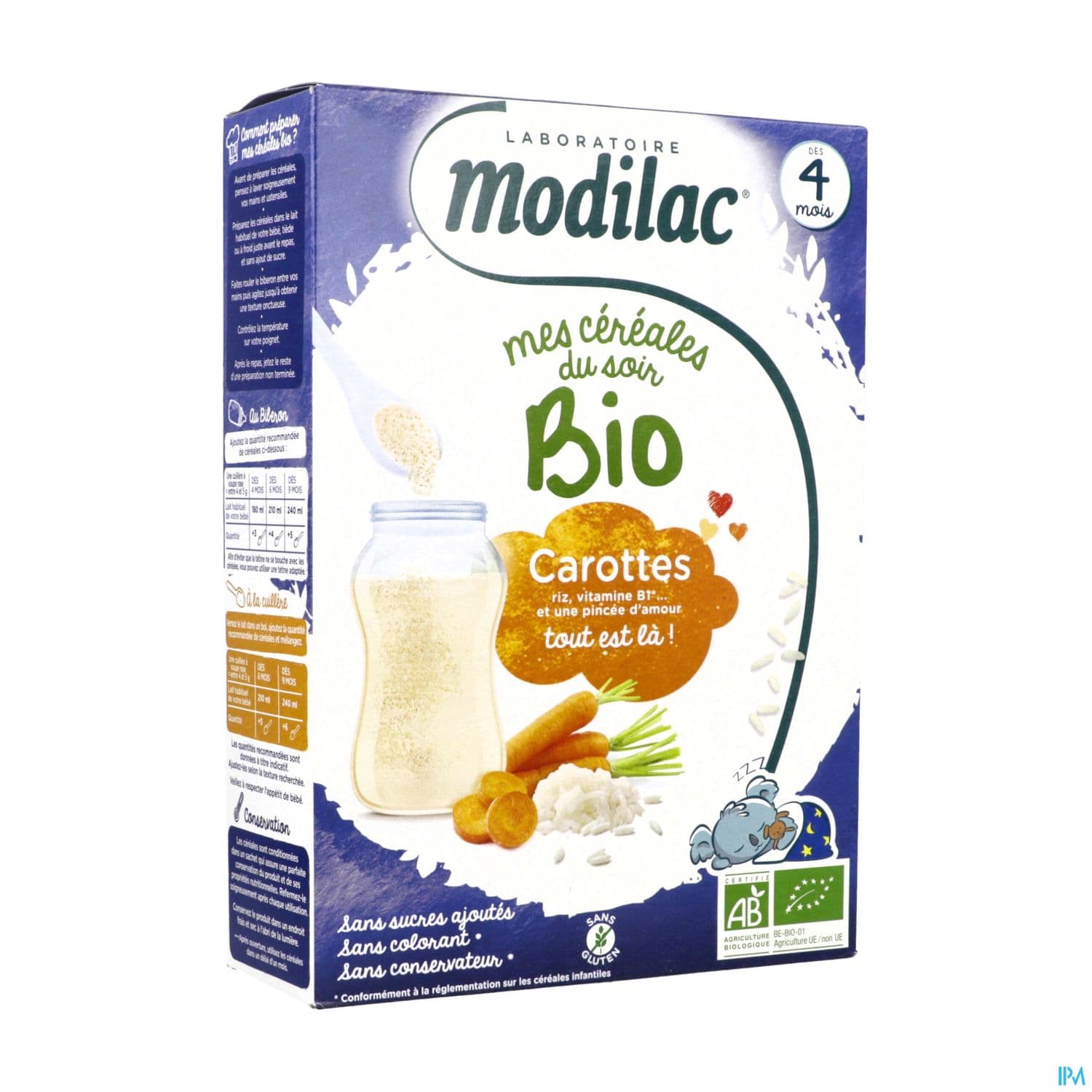 MODILAC CEREALE BIO CAROT/RIZ 250G — Pharmacie Parc Lann