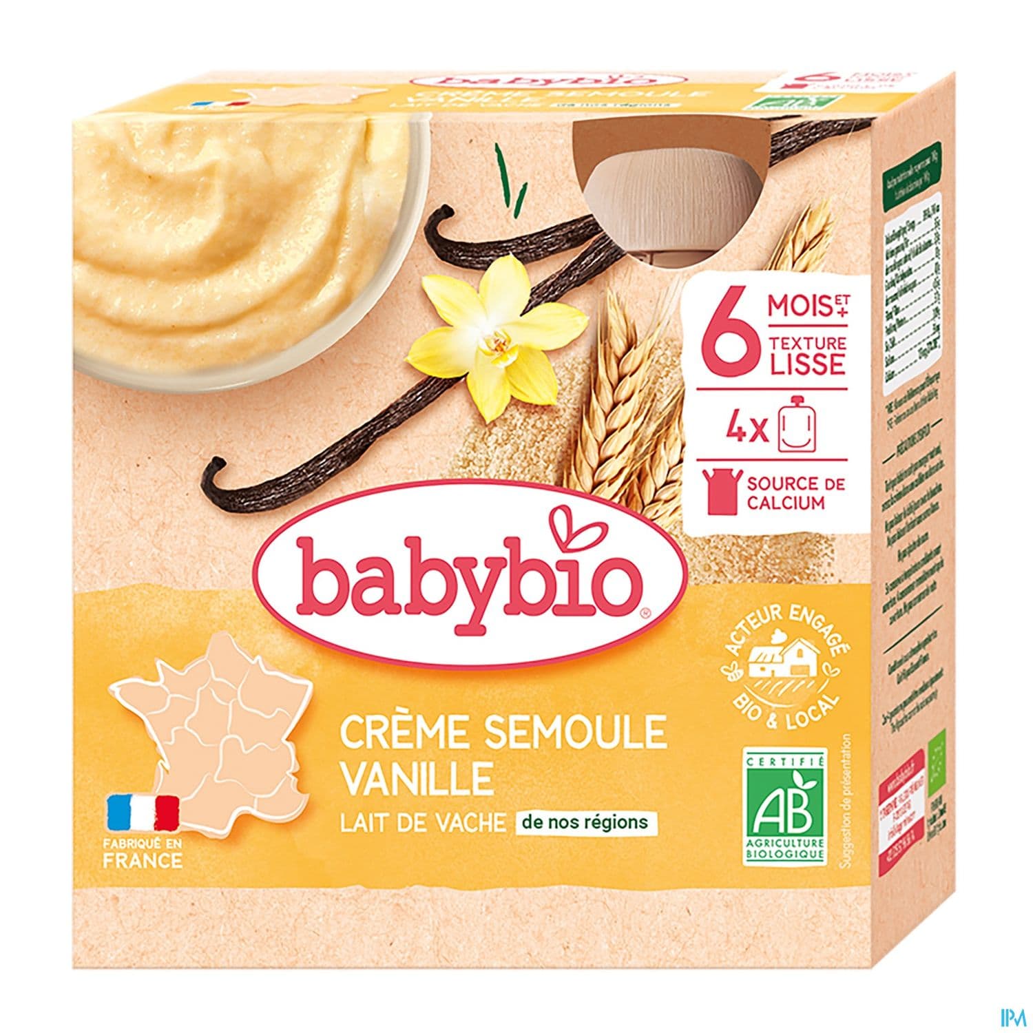 BABYBIO GOURD CR SEMOUL VANIL4X85G — Pharmacie Lafayette Bordeaux