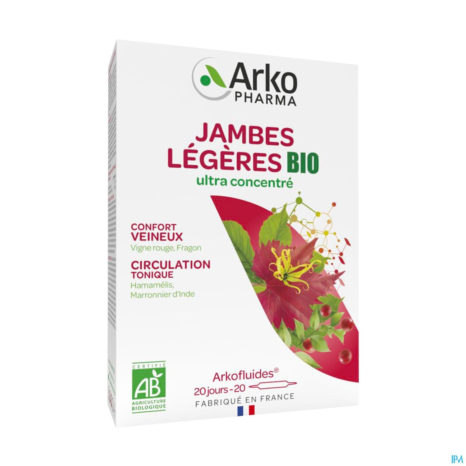 Arkofluides Bio Jambes Legeres Ampoule Buvable 10ml 20 + 10