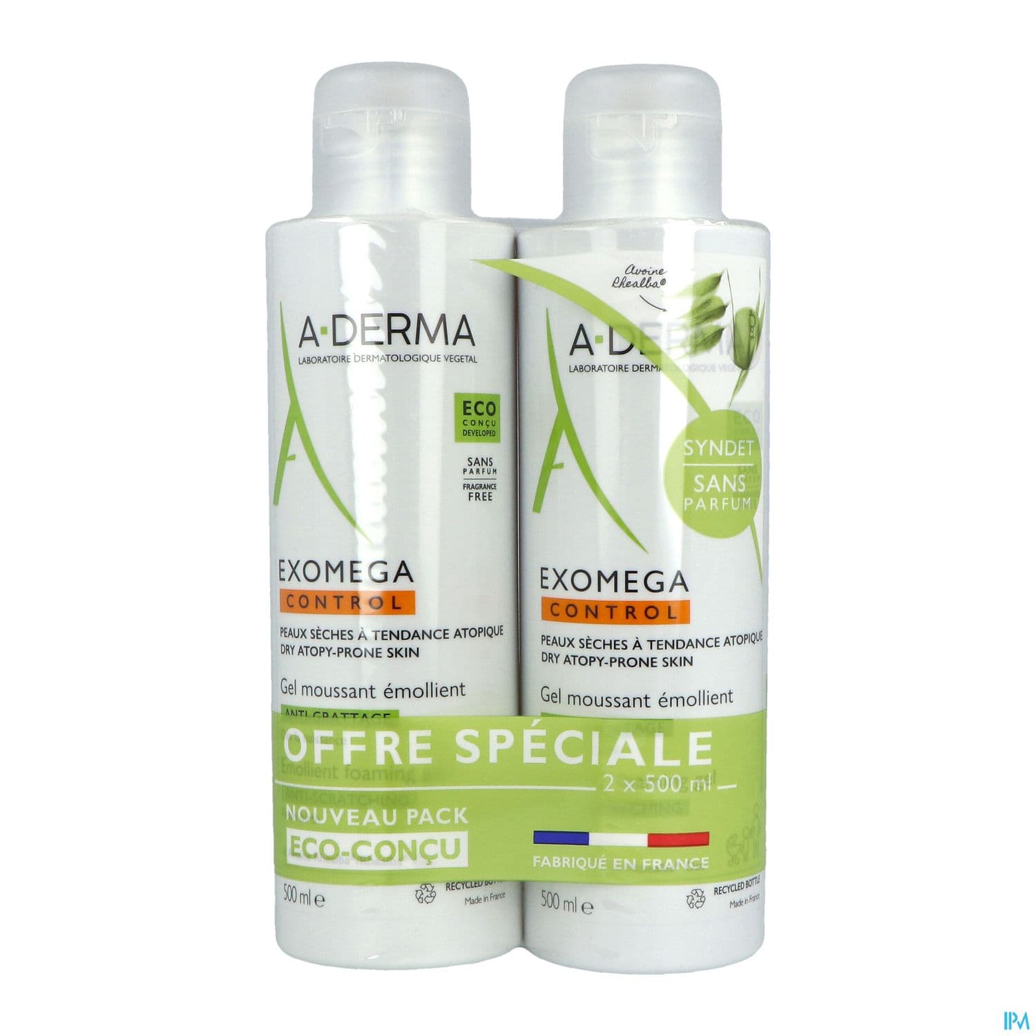 A-DERMA EXOMEGA CONT GEL MOUS2X500 — Pharmacie du Grand Vitrolles