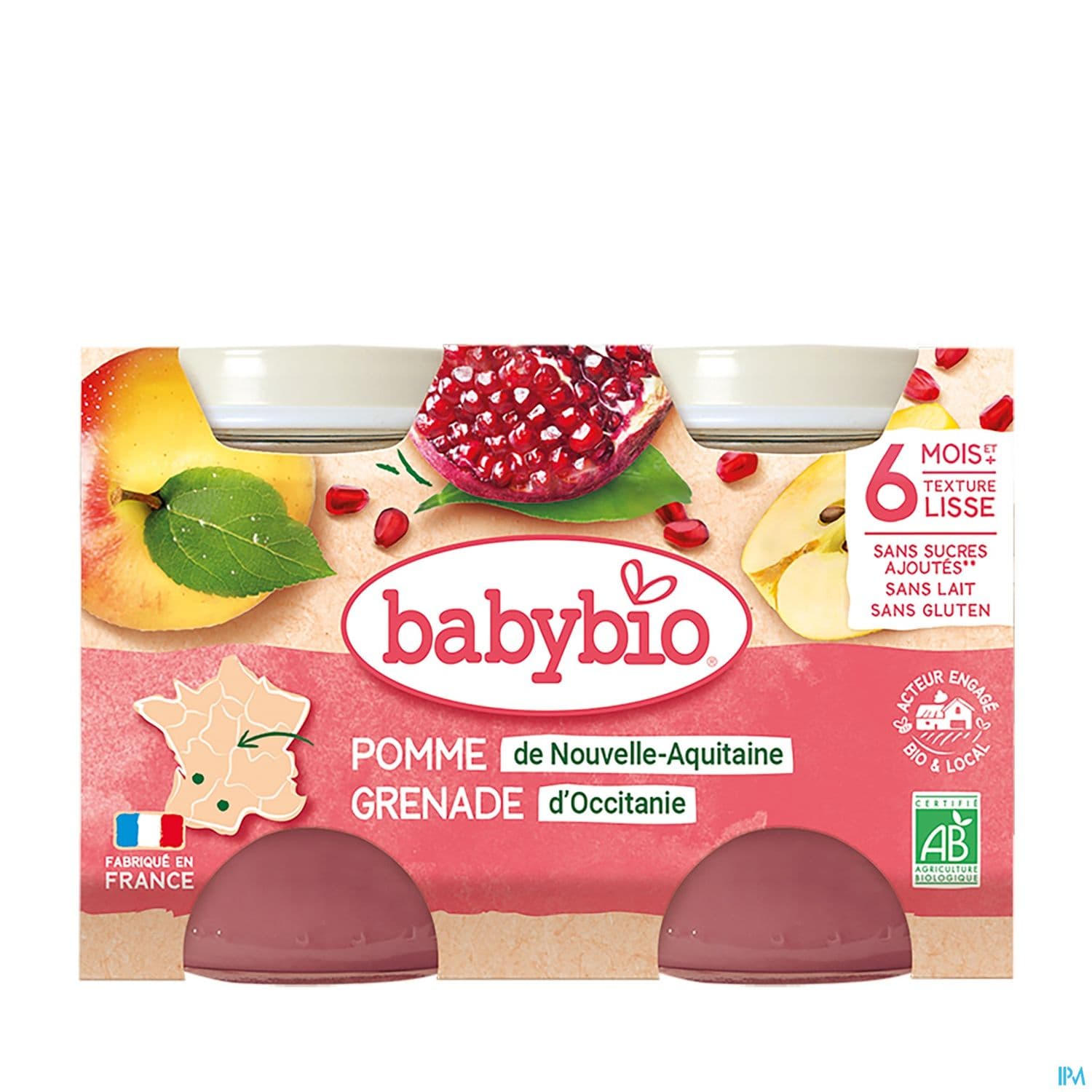 BABYBIO POMME/GRENADE POT 2X130G — pharmacie confluence ivry