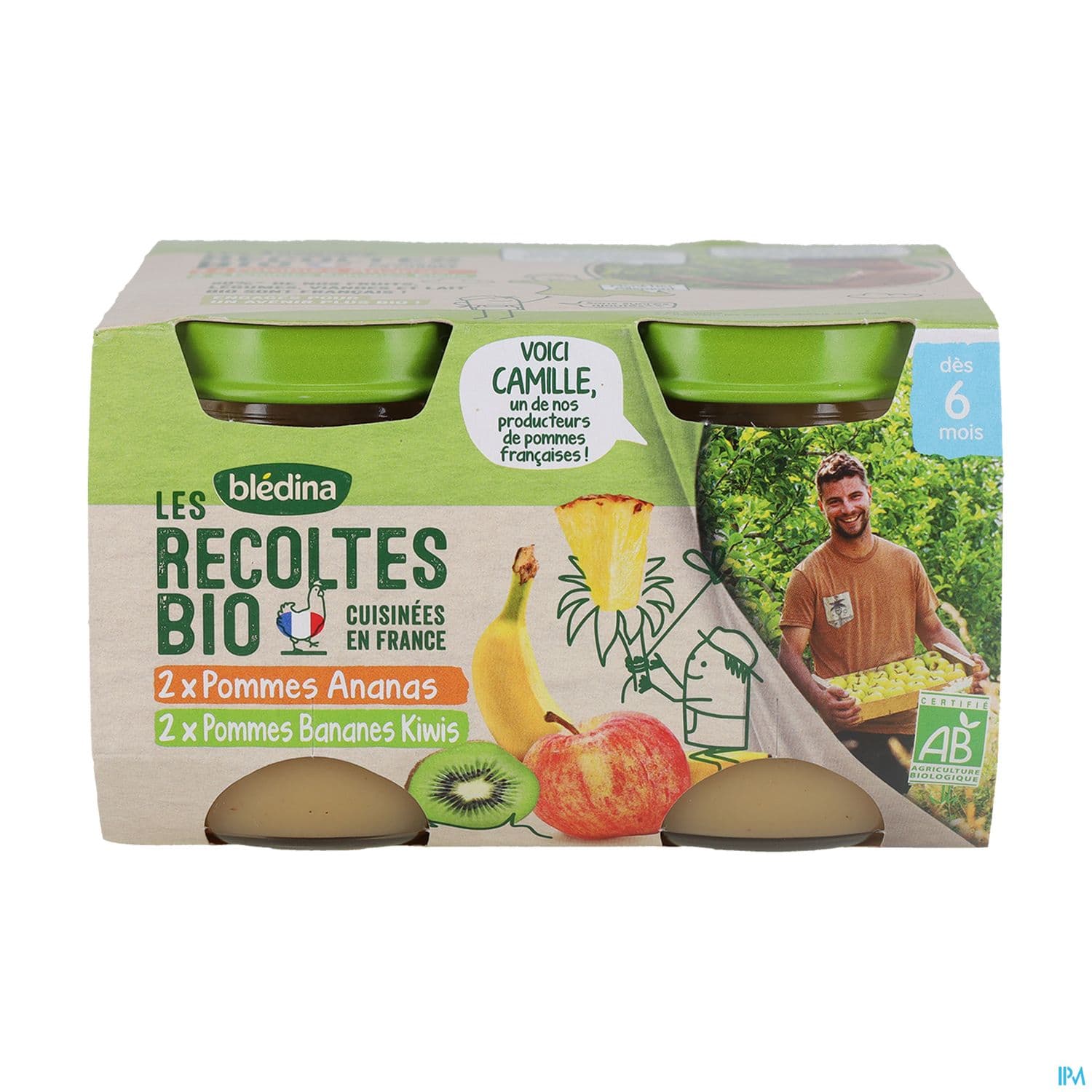 Bledina Les Recoltes Bio Pot Pommes-ananas + Pommes-bananes 130g X4 — Pharmacie Apothical Nanterre Université