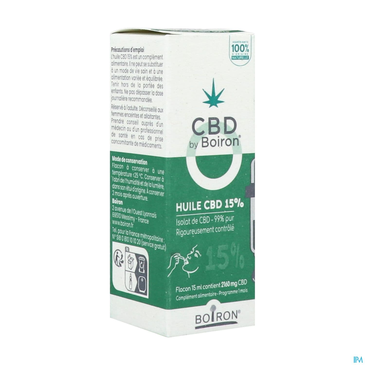 Cbd By Boiron Huile Pure 15% 15ml — Pharmacie La Rose