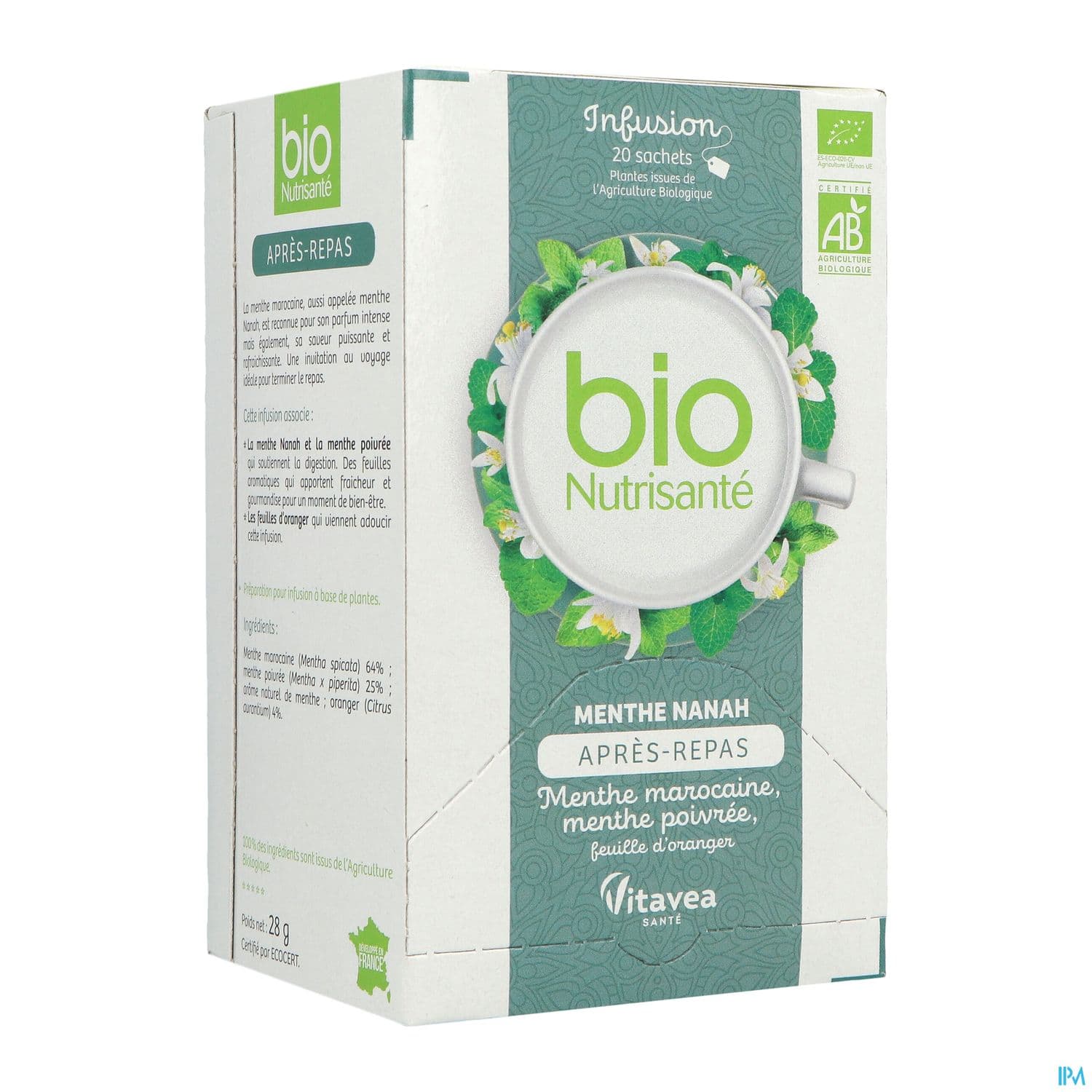 Vitavea Bionutrisante Infusion Menthe Nanah Apres Repas Sachet 20 — PHARMACIE DE LA GARE Nancy