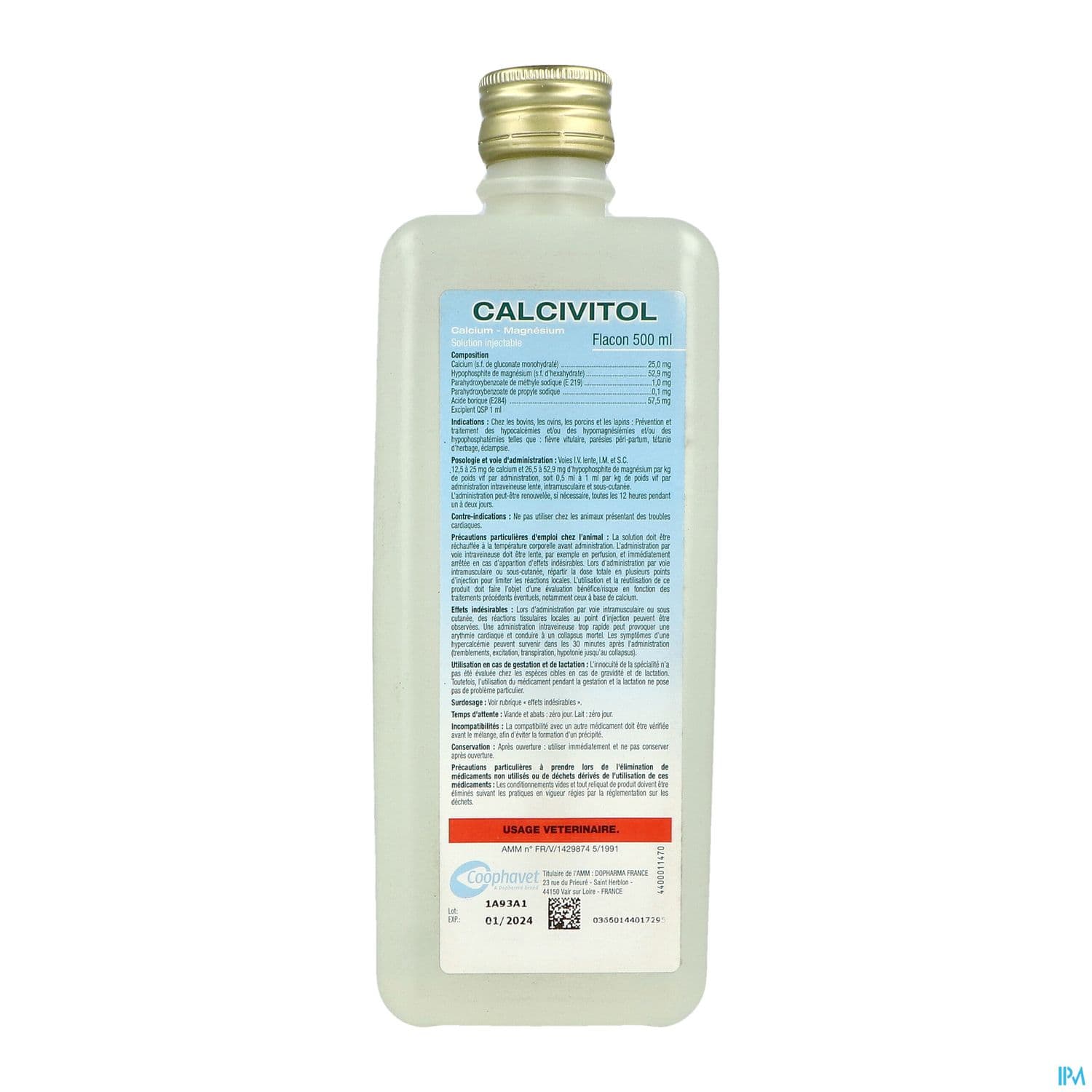 Calcivitol Solution Injectable 500ml — Pharmacie Pharmavance Auteuil