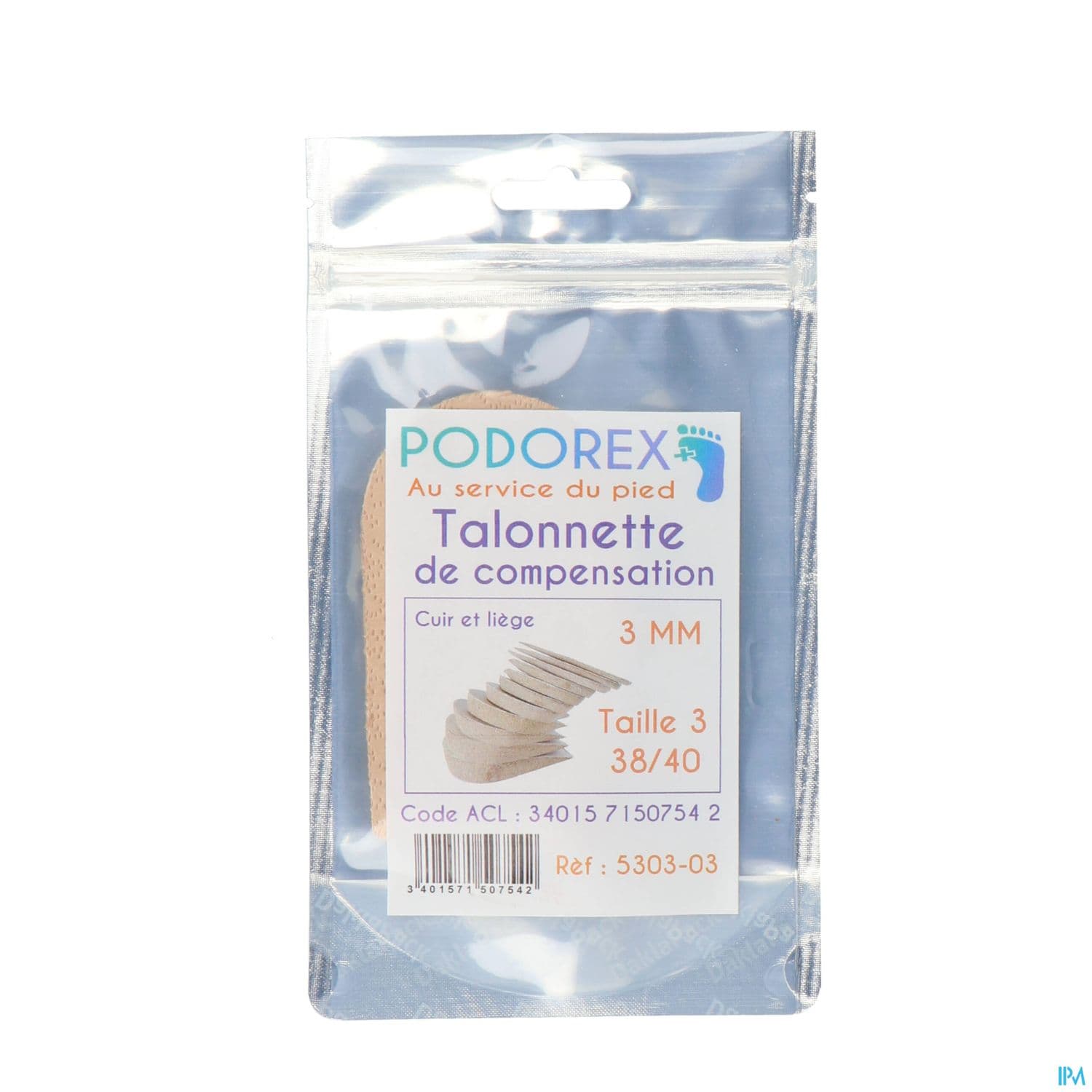 Podorex Talonnette Liege Cuir 3mm 38/40 — Pharmacie Maarek