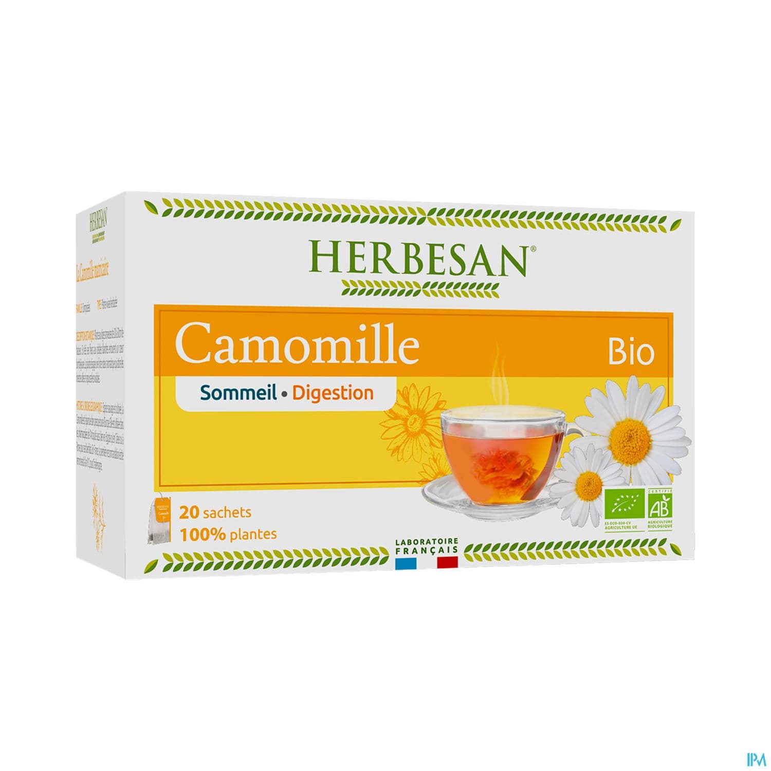 Herbesan Infusion Camomille Bio Sechet 20 — Pharmacie Lafayette de Roubaix