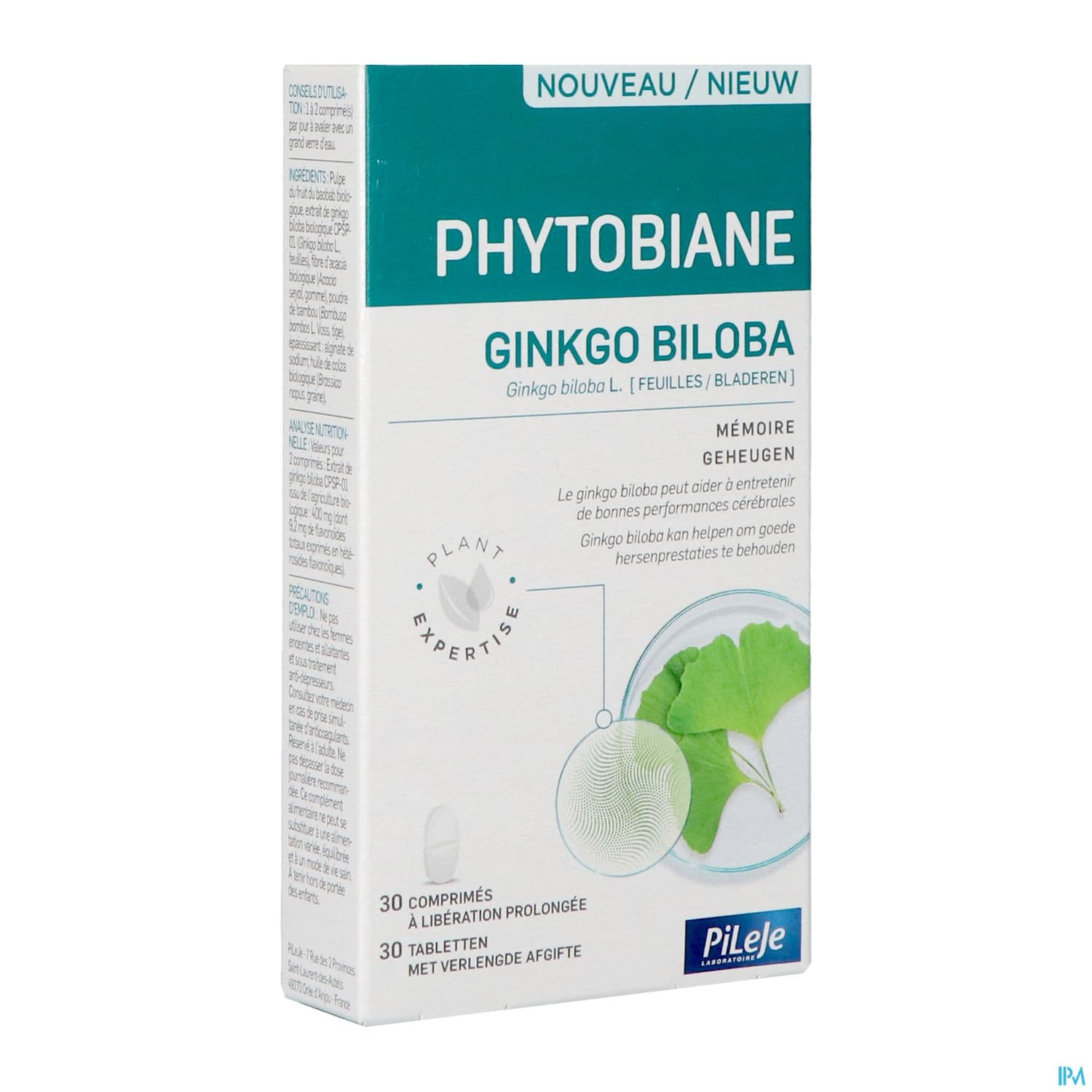 Pileje Phytobiane Ginkgo Biloba Comprime Liberation Prolongee 30 — Pharmacie de la Gare Dijon