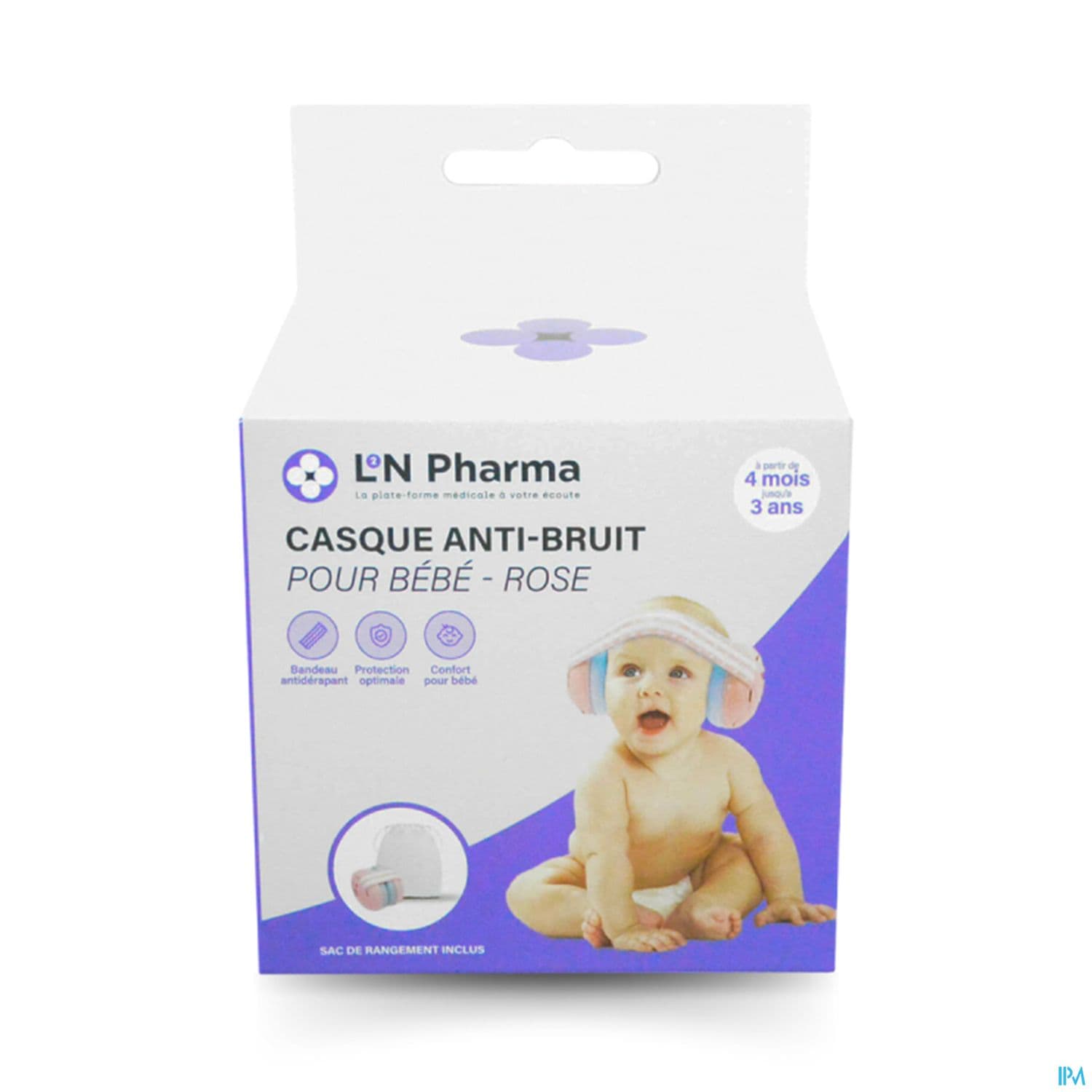 L2N CASQUE A/BRUIT BEBE 3M+ ROSE — Grande Pharmacie du Centre