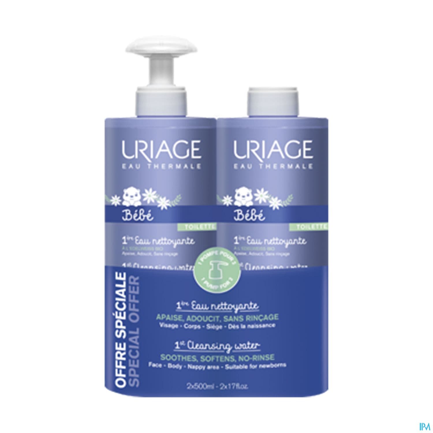 Uriage Bebe 1ere Eau Nettoyante 500ml X2