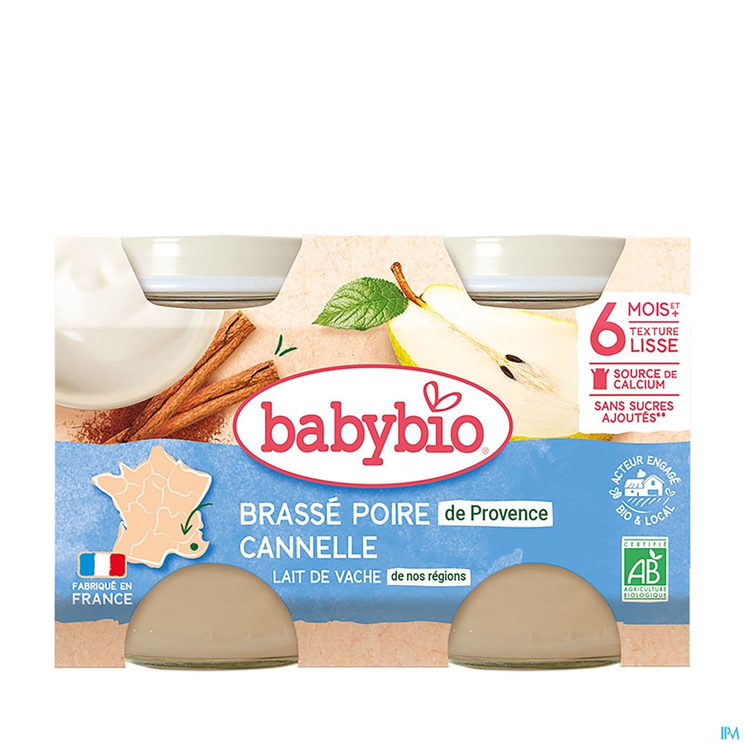 Babybio Brasse Au Lait De Vache Francais Poire De Provence Canelle 6m 130g X2 — Pharmacie Lafayette de Roubaix