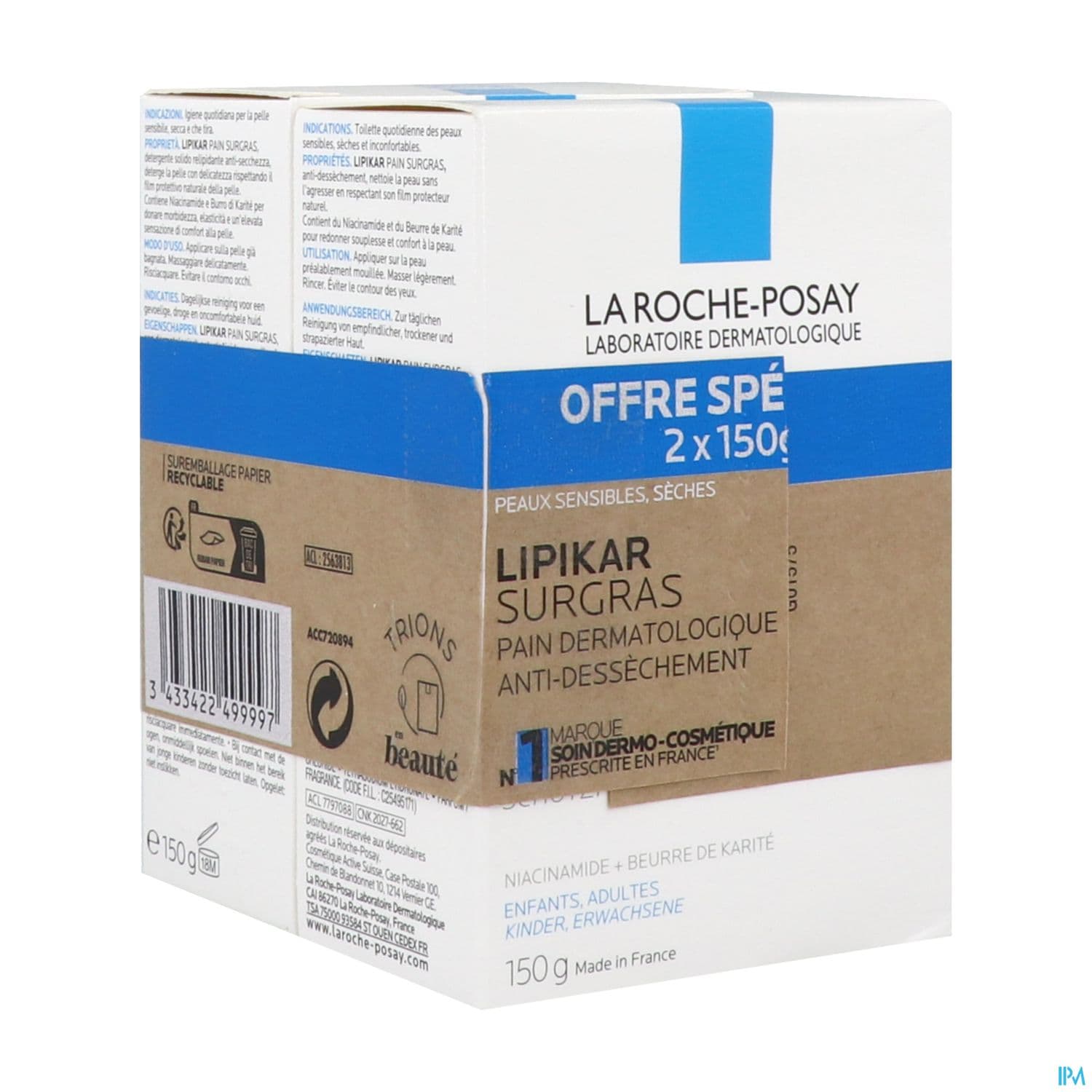 LIPIKAR PAIN SURGRAS 150G X2 — Pharmacie Pharmavance Gambetta