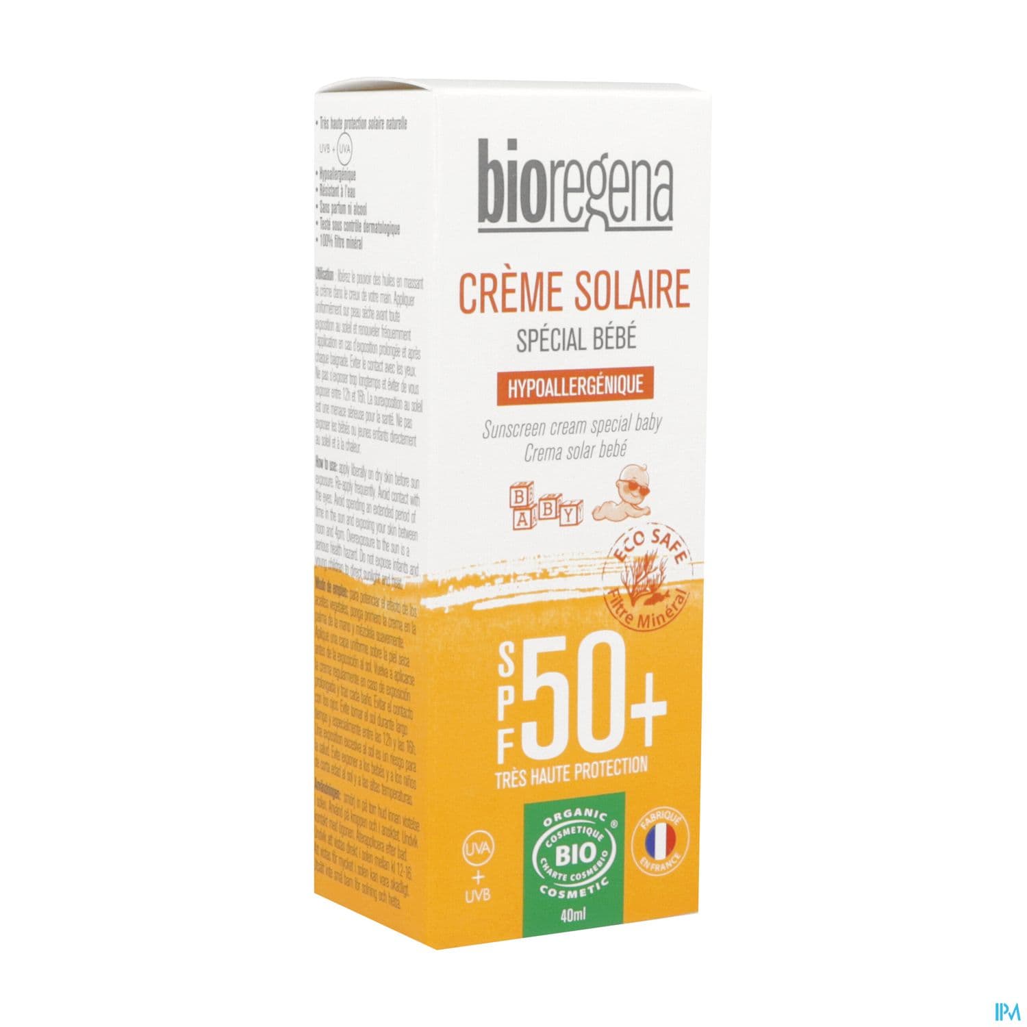 Bioregena Creme Solaire Bebe Spf50+ Bio 40ml