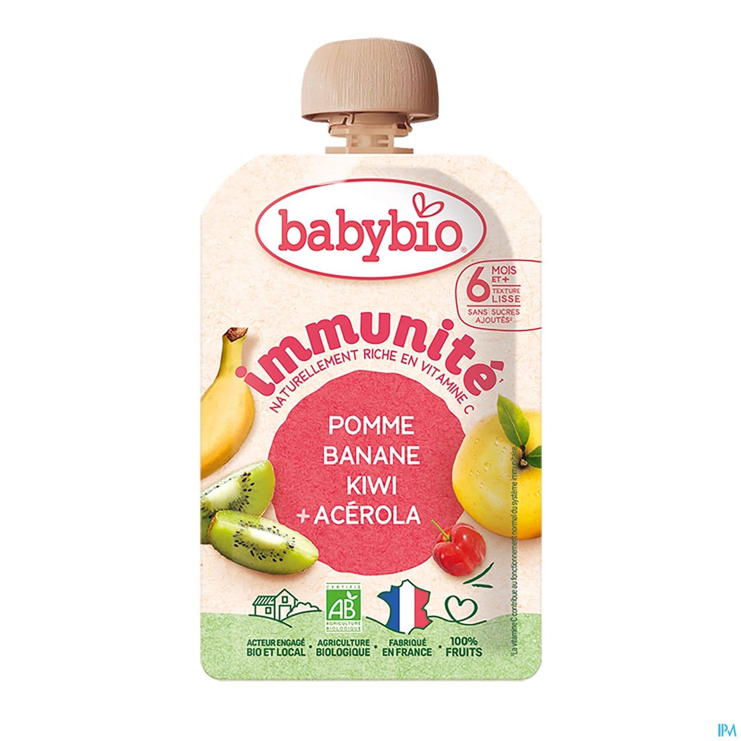 BABYBIO GOURD POM/BAN/KIW/ACER100G — Grande Pharmacie de la Gare - Sartrouville
