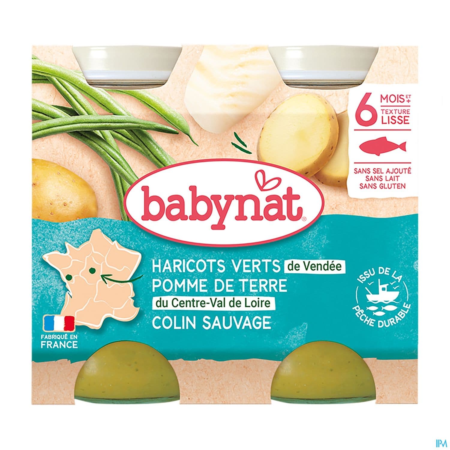 Babybio Babynat Haricots Verts De Vendee Pomme De Terre Colin Sauvage 6m 200g X2