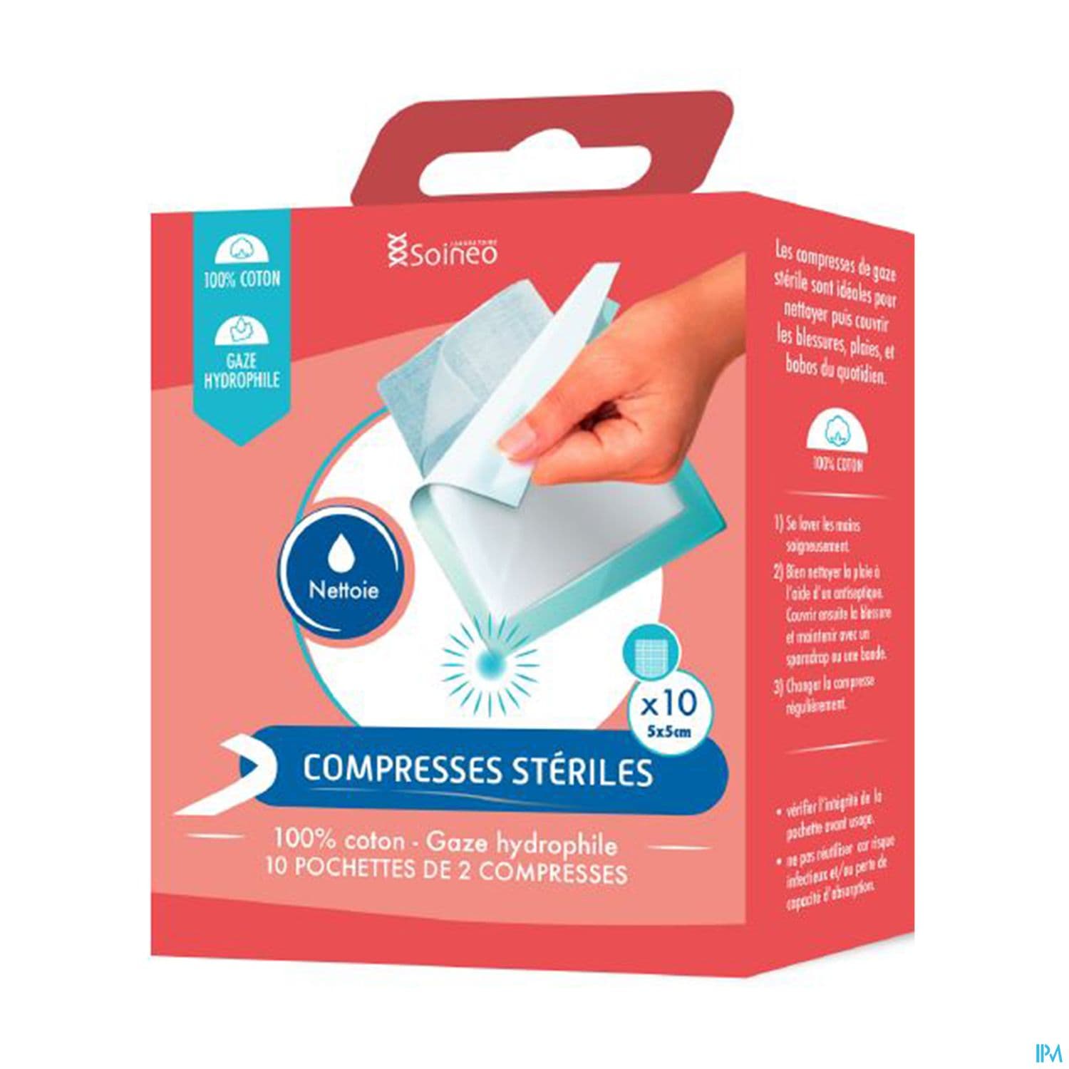 Soineo Compresse Gaze Sterile 5cm X 5cm 10 — Pharmacie Dutertre