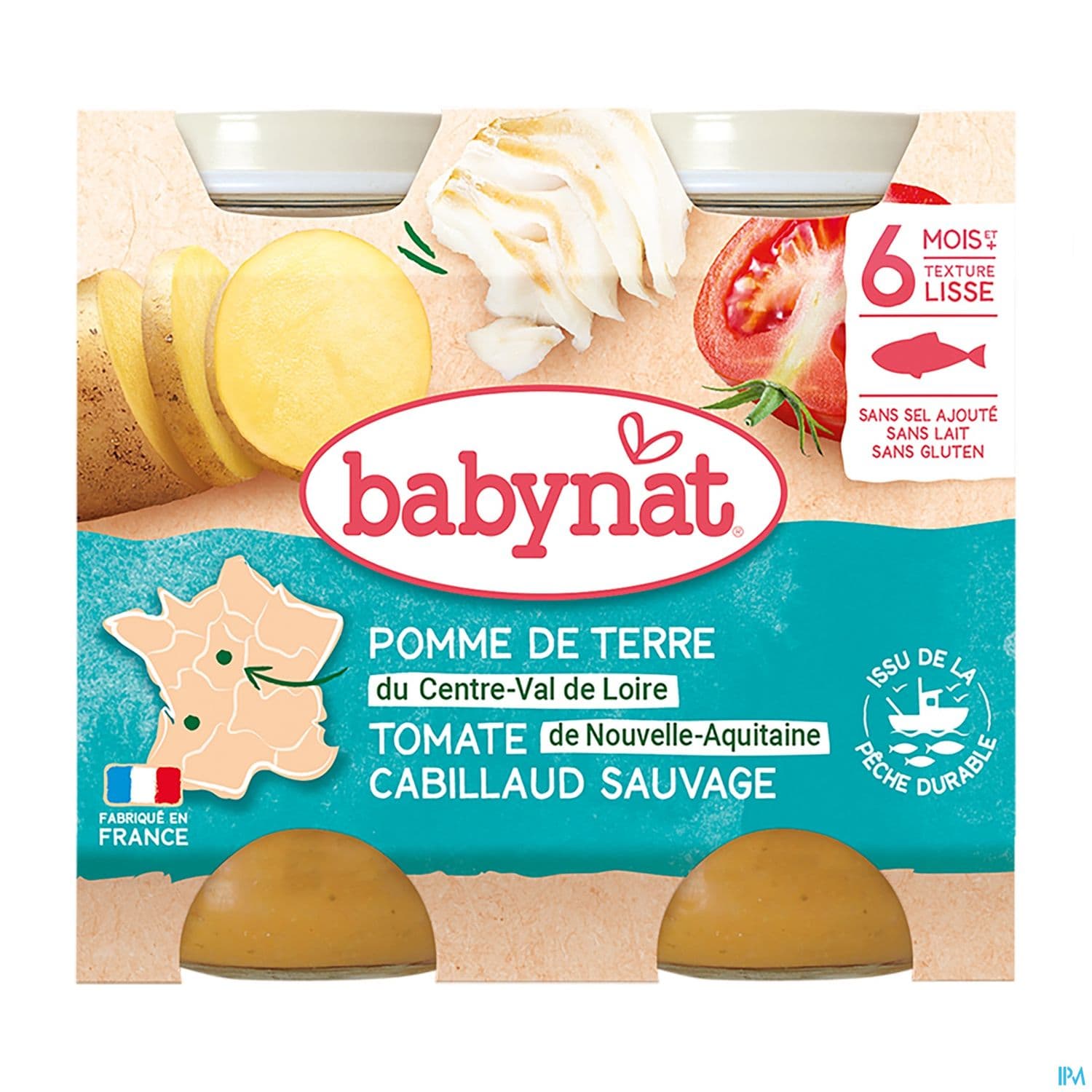 Babybio Babynat Pomme De Terre Du Centre Val De Loire Tomate Cabillaud Sauvage 6m 200g X2