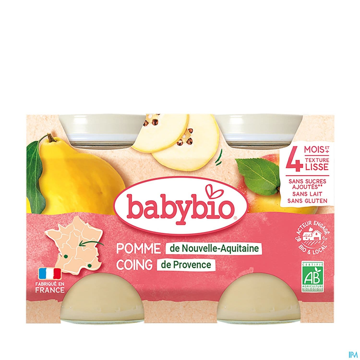 BABYBIO POMME COING 2X130G — Pharmacie Lafayette de Roubaix