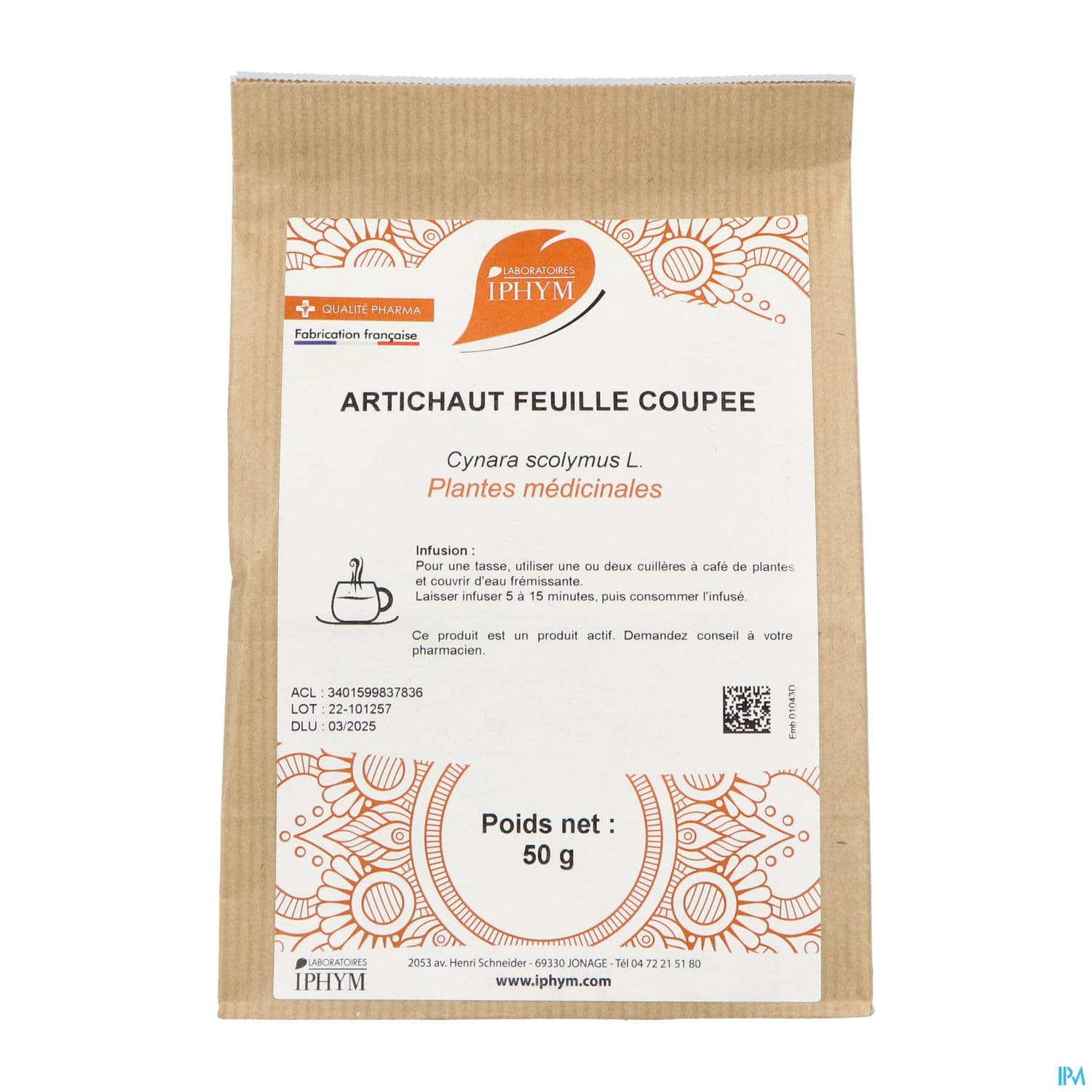 Iphym Artichaut Feuille Coupe 50g — Pharmacie Marie Stuart