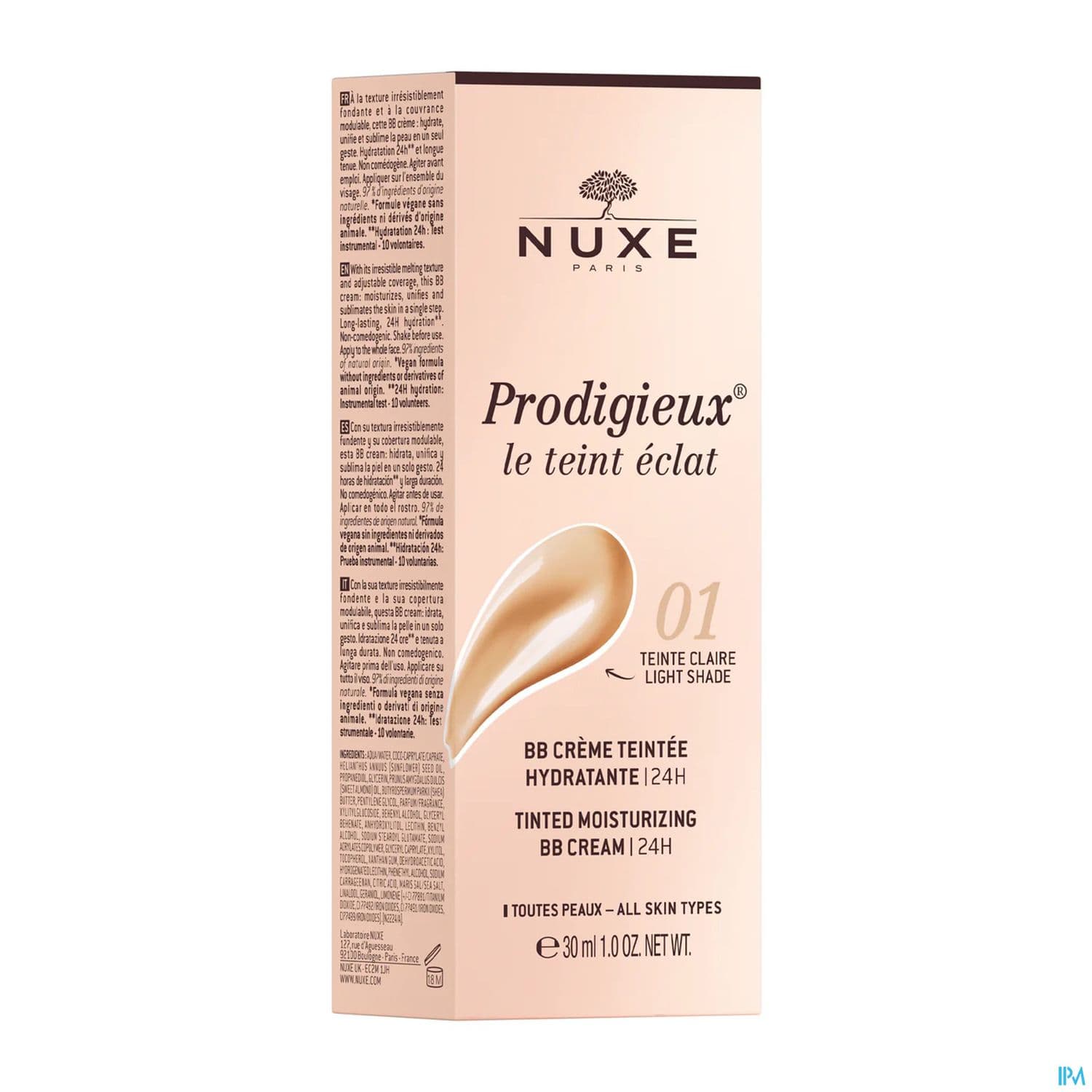 Nuxe Prodigieux Le Teint Eclat Bb Creme Teintee Hydratante 24h Teinte Claire Tube 30ml