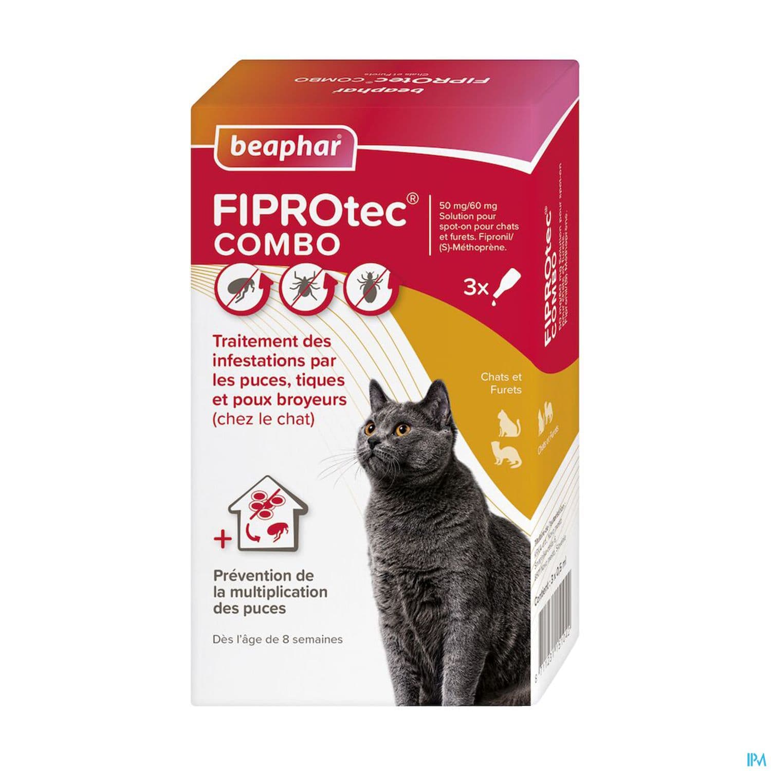 Beaphar Fiprotec Combo Pipette Spot On Chat +2kg X3