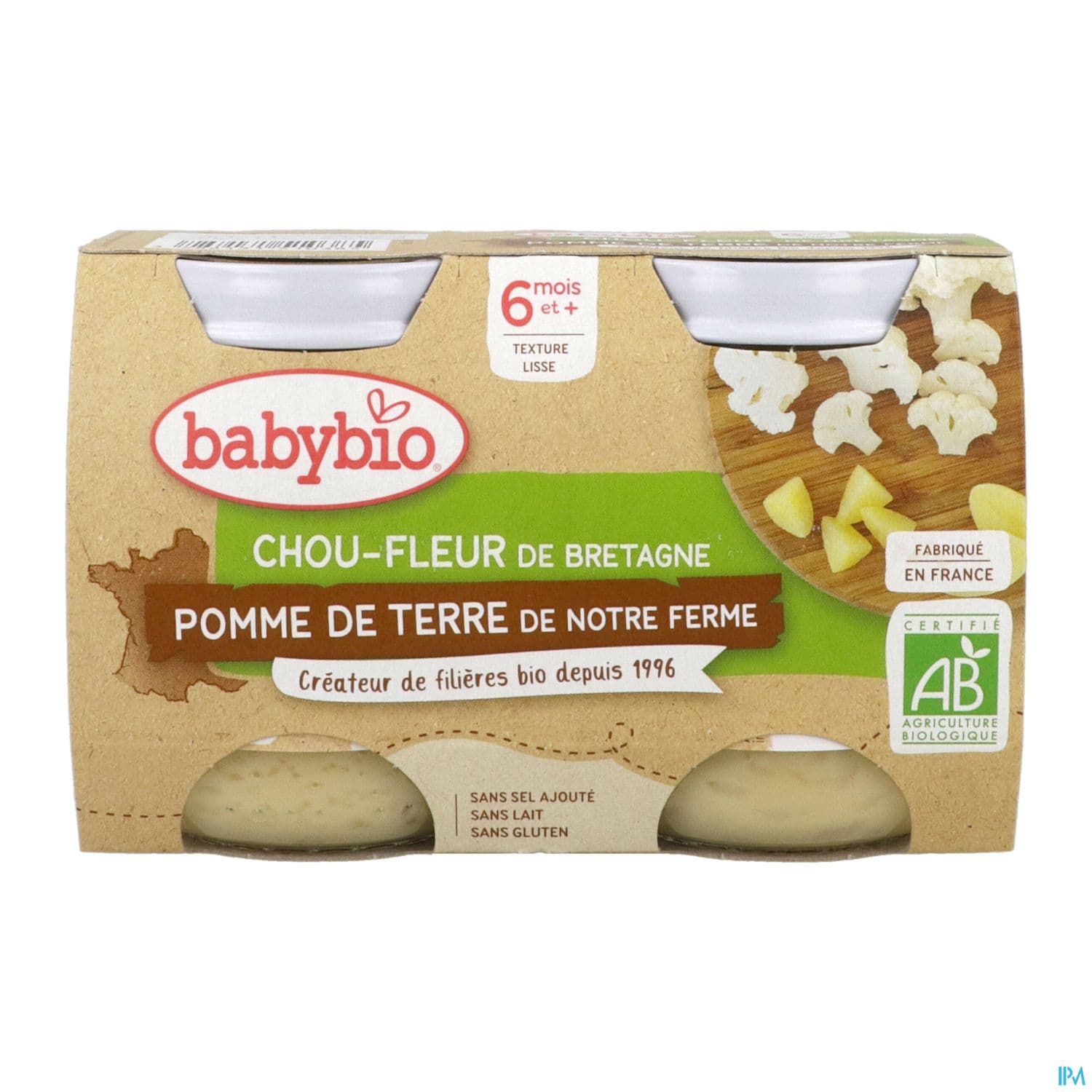 Babybio Chou Fleur D'occitanie Pomme De Terre De Notre Ferme 6m 130g X2