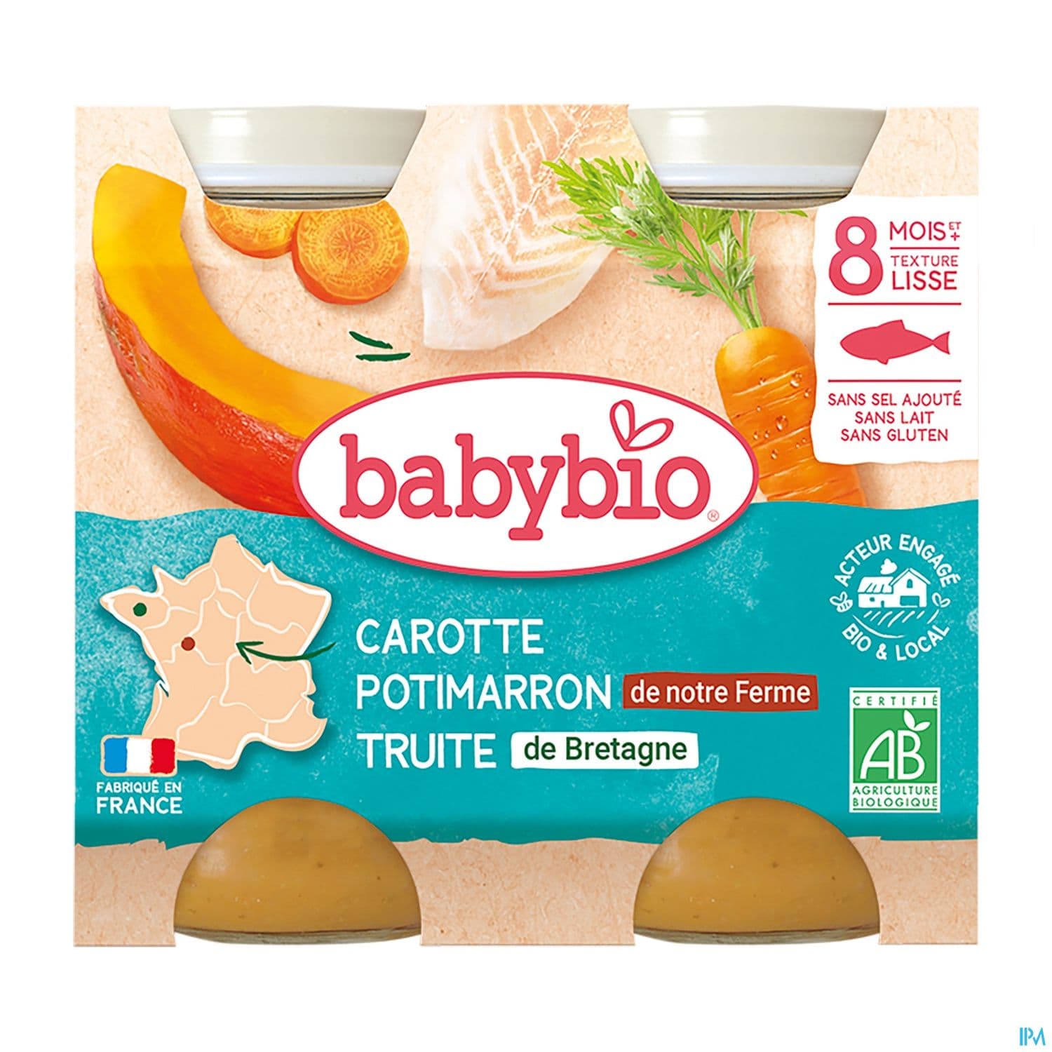 Babybio Carotte Potimarron Du Centre Val De Loire Truite De Bretagne 8m 200g X2