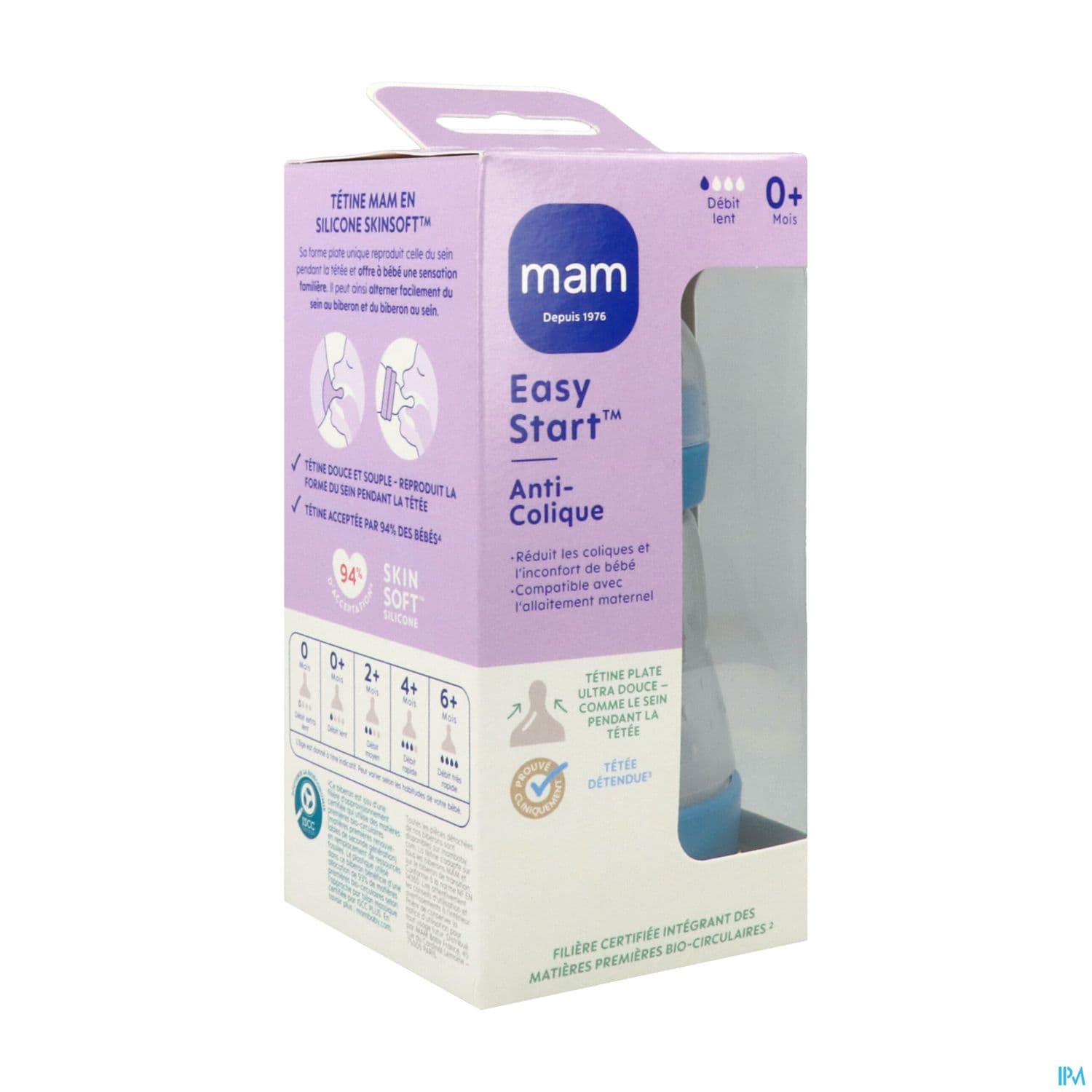 Mam Biberon Easy Start Anticolique 160ml Ocean Tetine Debit 1