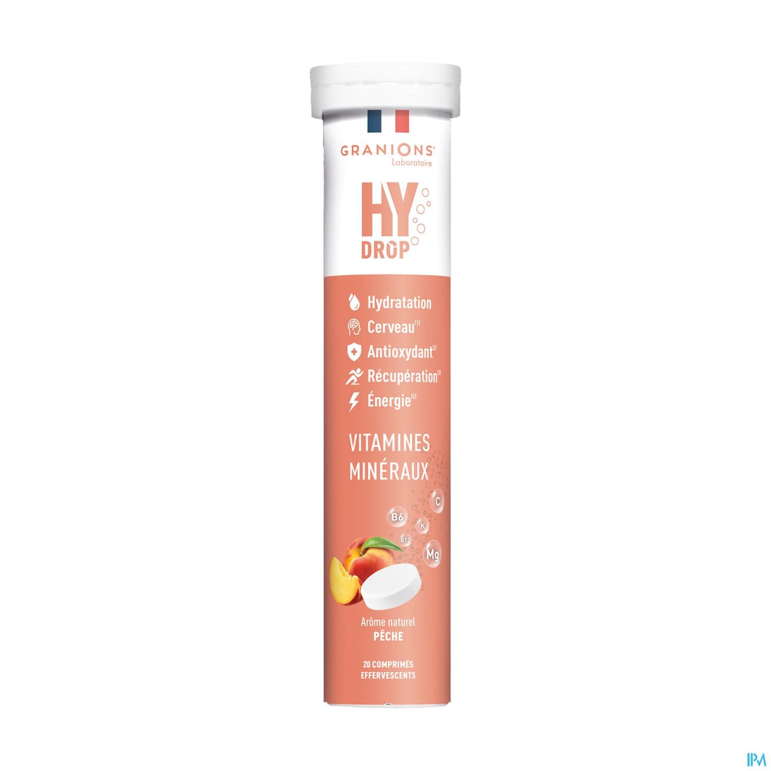 Granions Hydrop Pastille Hydratation Peche Comprime Effervescent 20