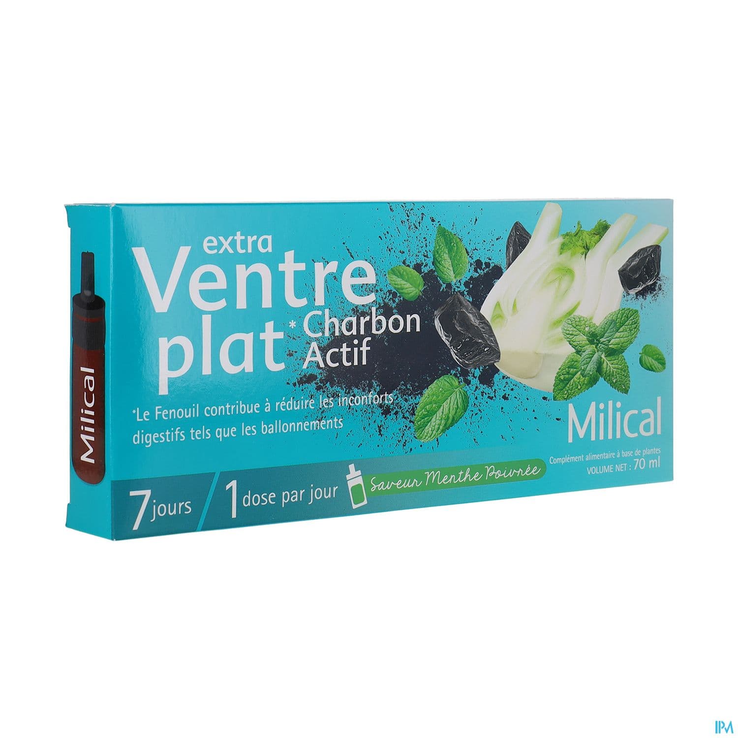 Milical Extra Ventre Plat Charbon Actif 10ml X7