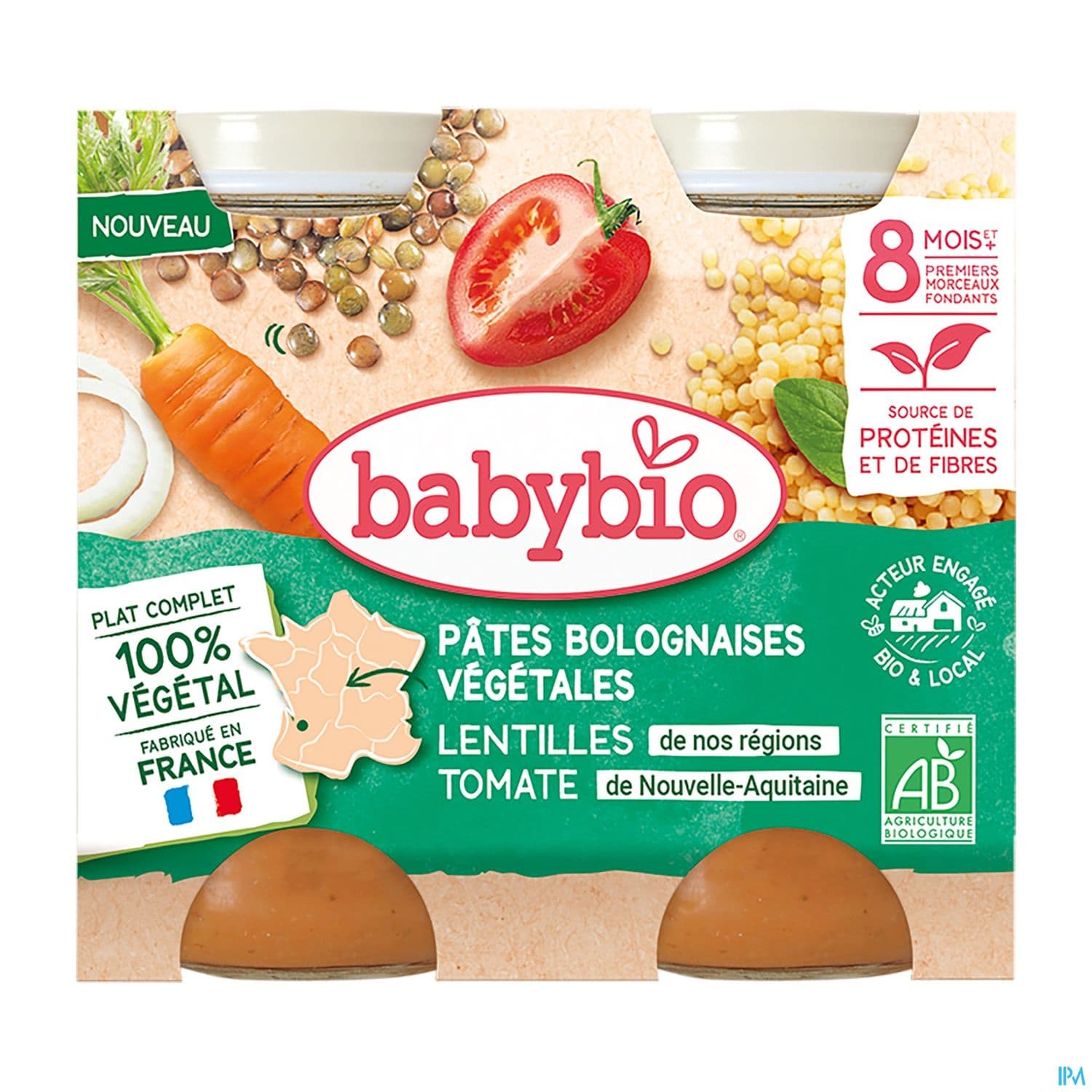 Babybio Pates Bolognaises Vegetales 200g X2