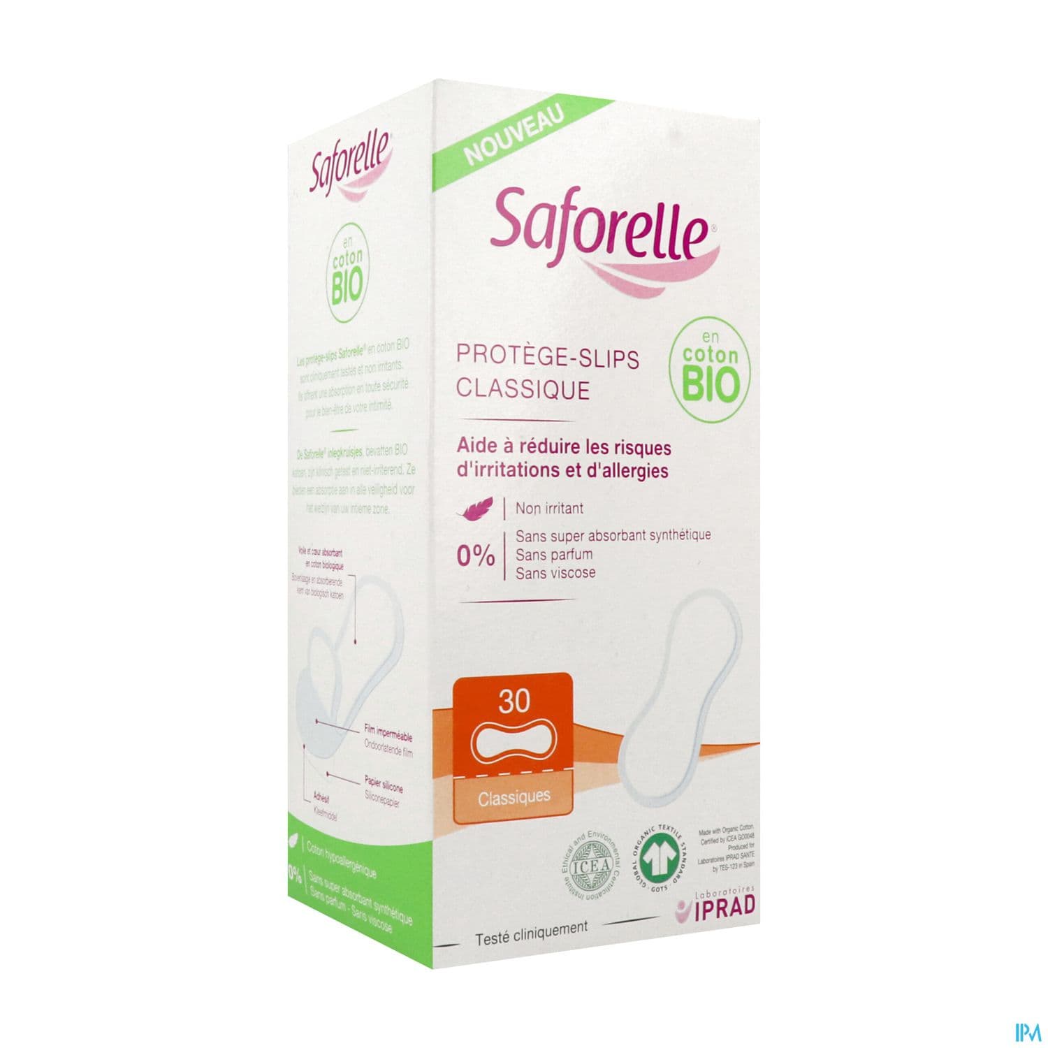 Saforelle Protege Slip Classique 100% Coton Bio 30