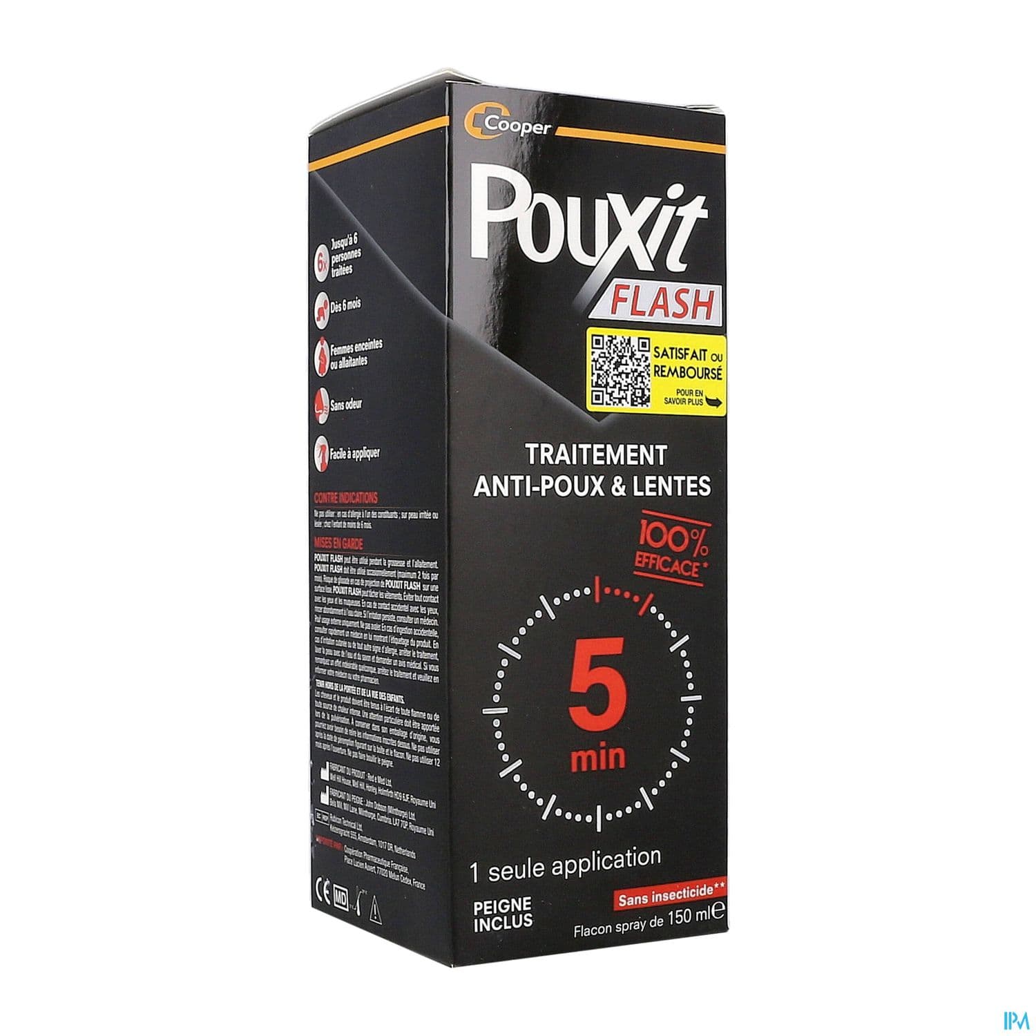 Cooper Pouxit Flash Traitement Antipoux Lentes Solution Pour Application Cutanee Spray 150ml