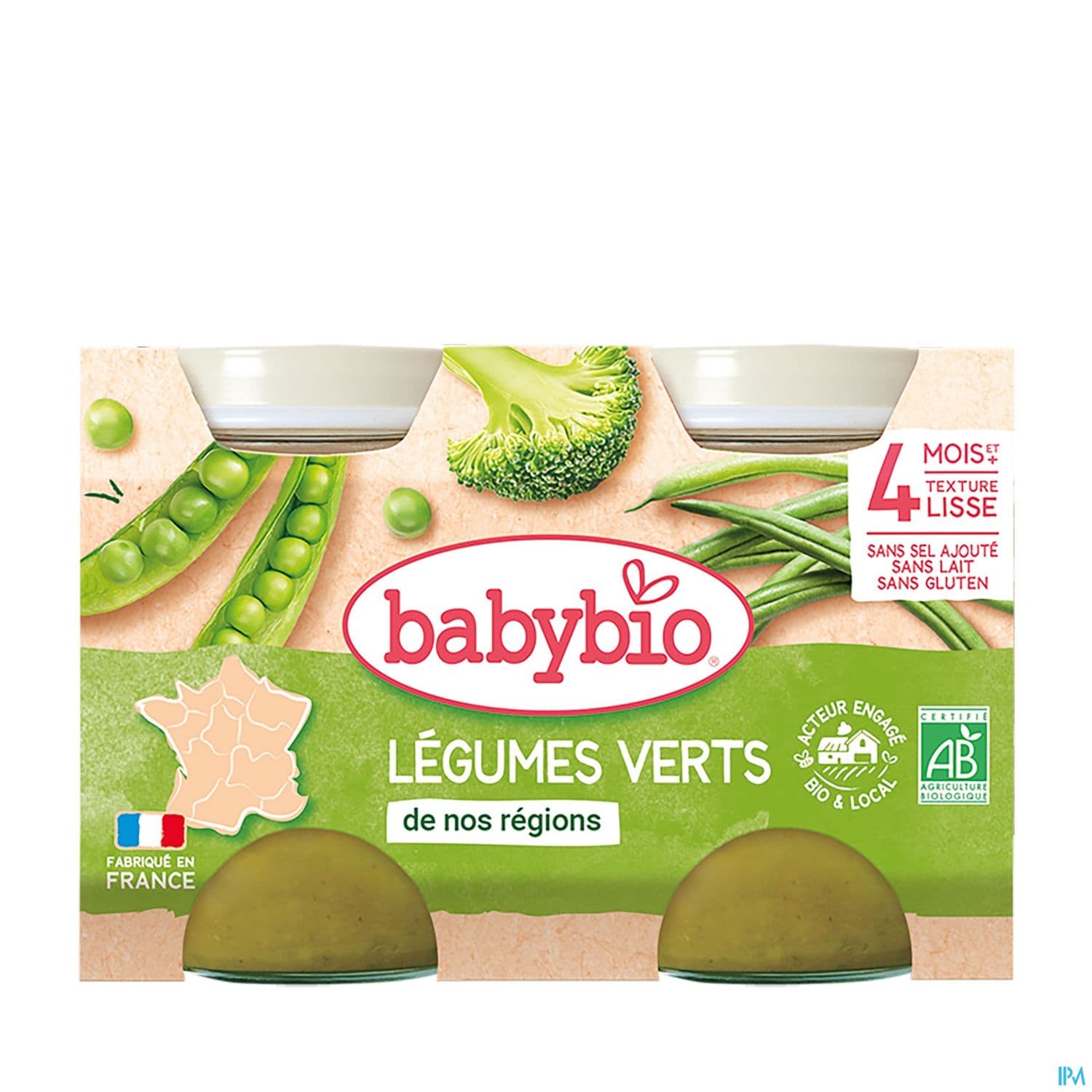 Babybio Legumes Verts De Nos Regions 4m 130g X2
